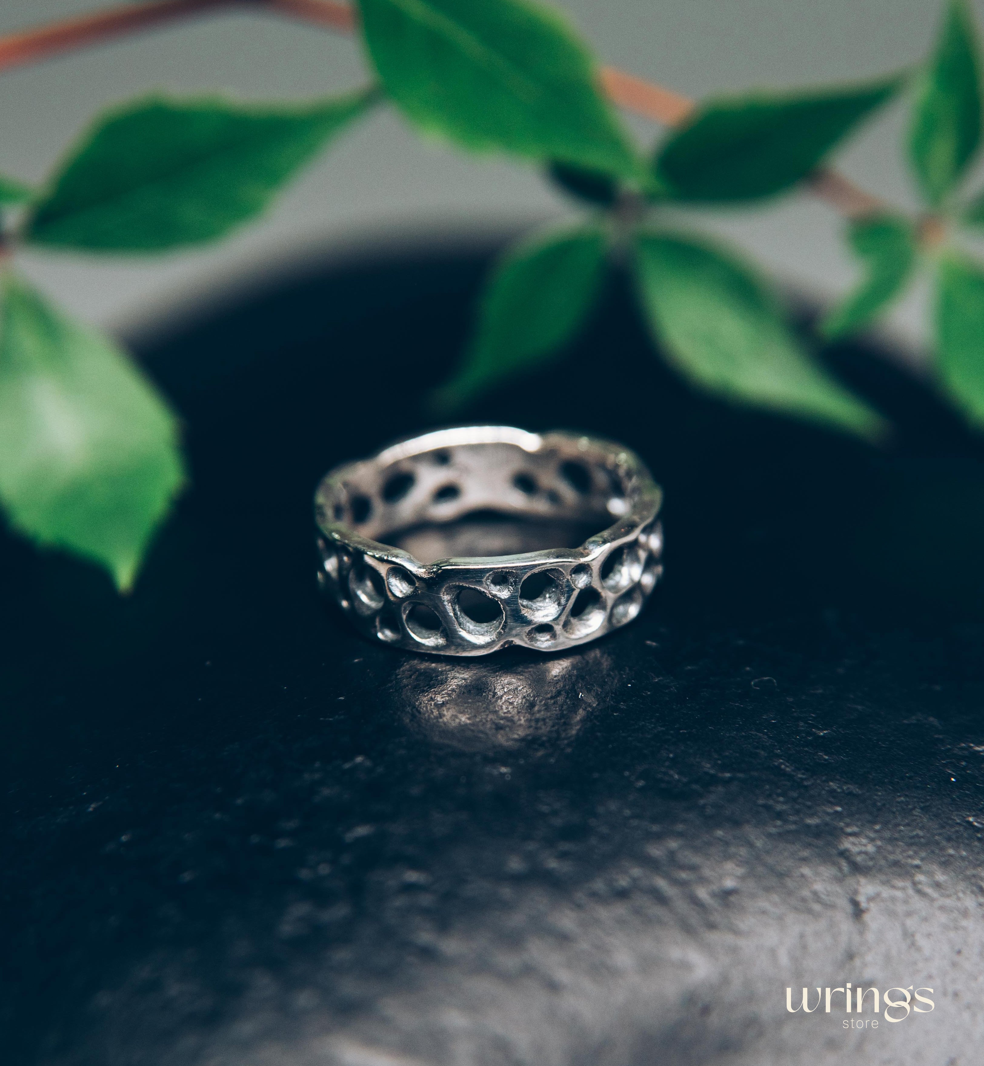 Nautical Holes Silver Women's Ring in Ocean Style