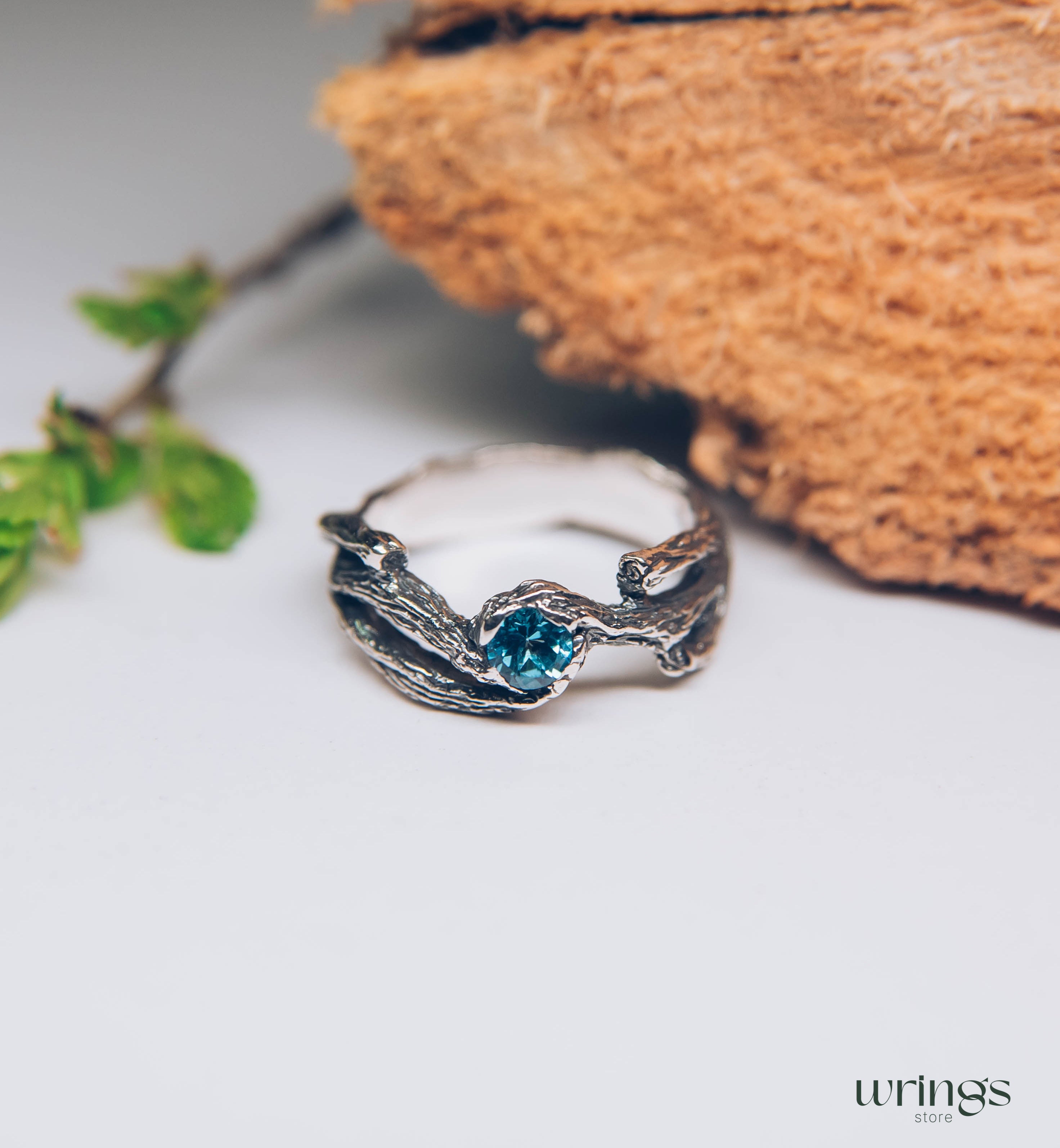 Topaz in Branches Silver Nature Enchanted Ring
