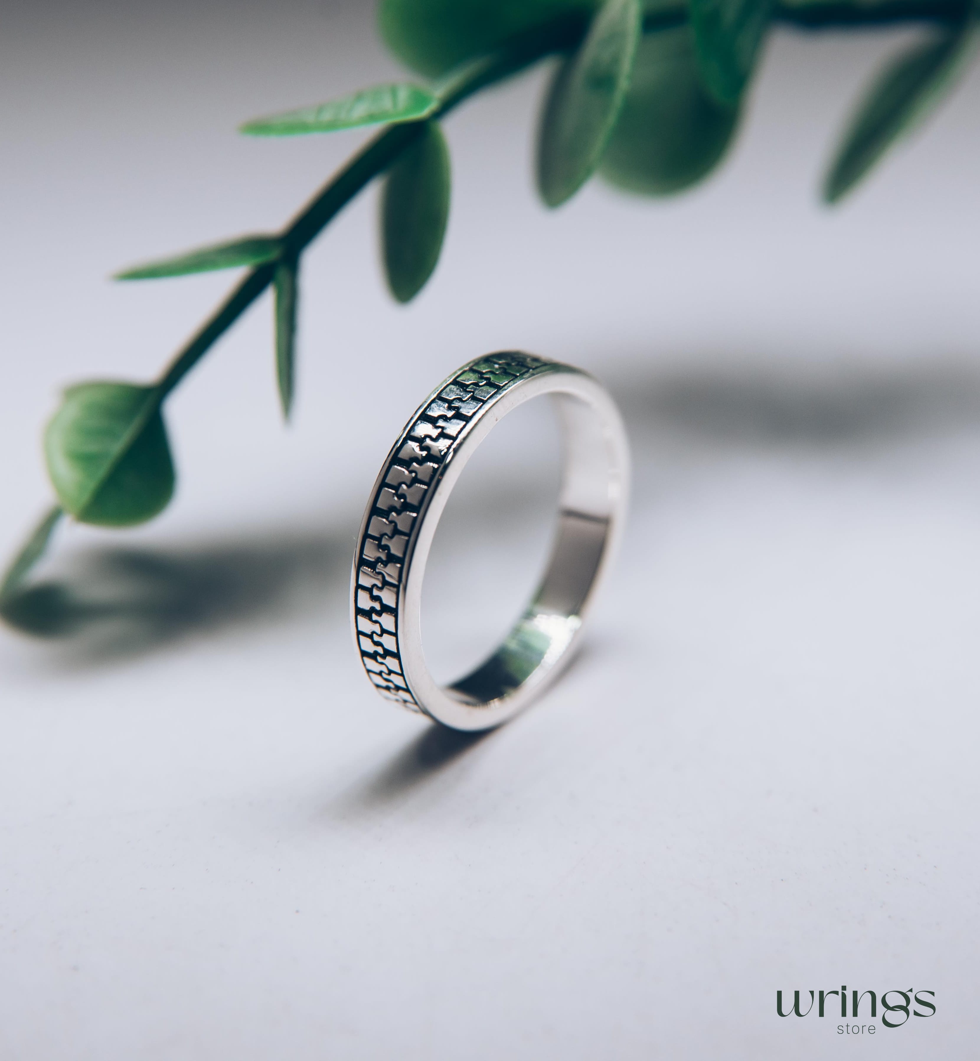 Y2K Engraved Zipper Pattern Silver Band Ring Unisex