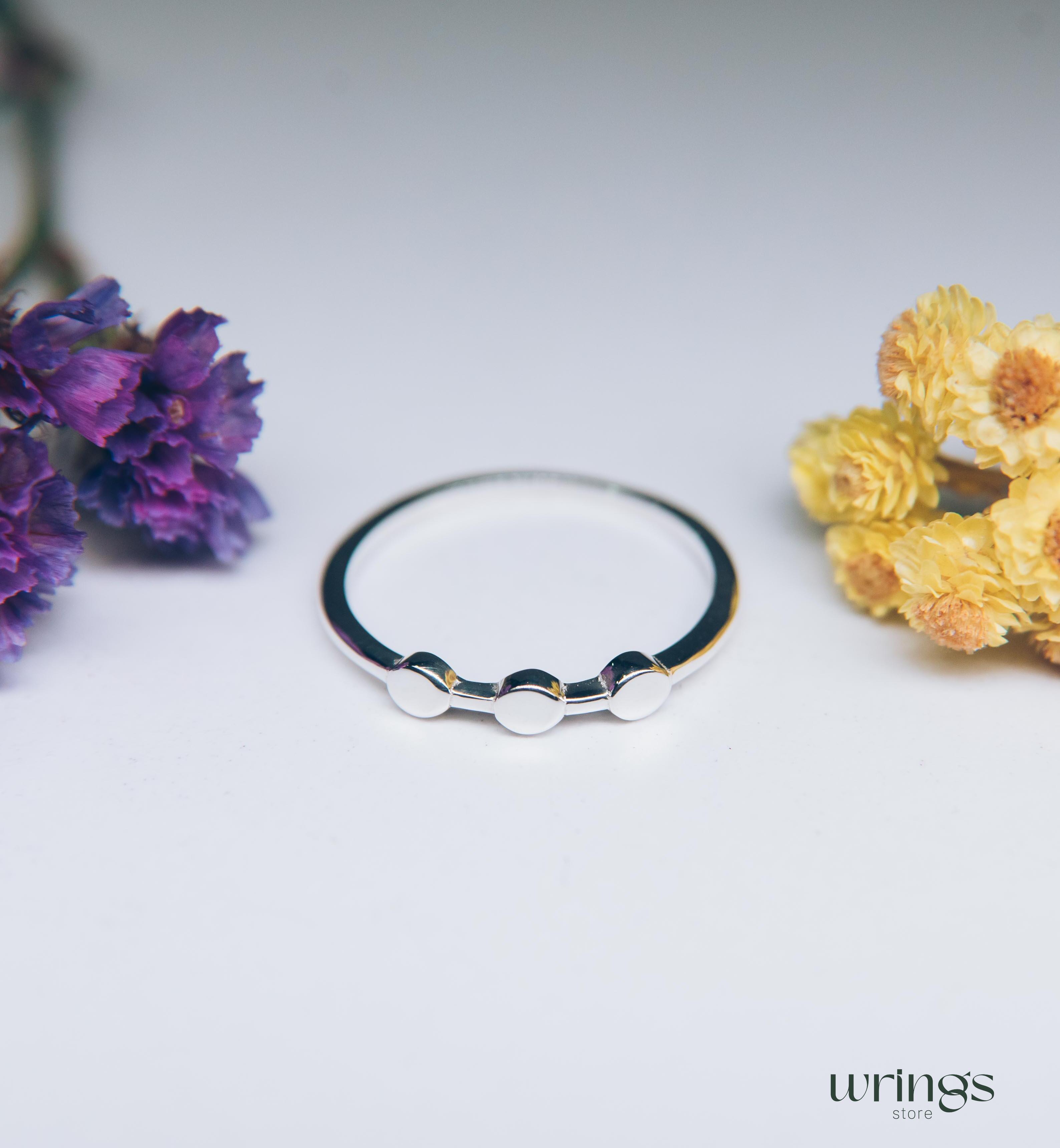 Pretty Three Dots Minimalist Silver Ring for Women