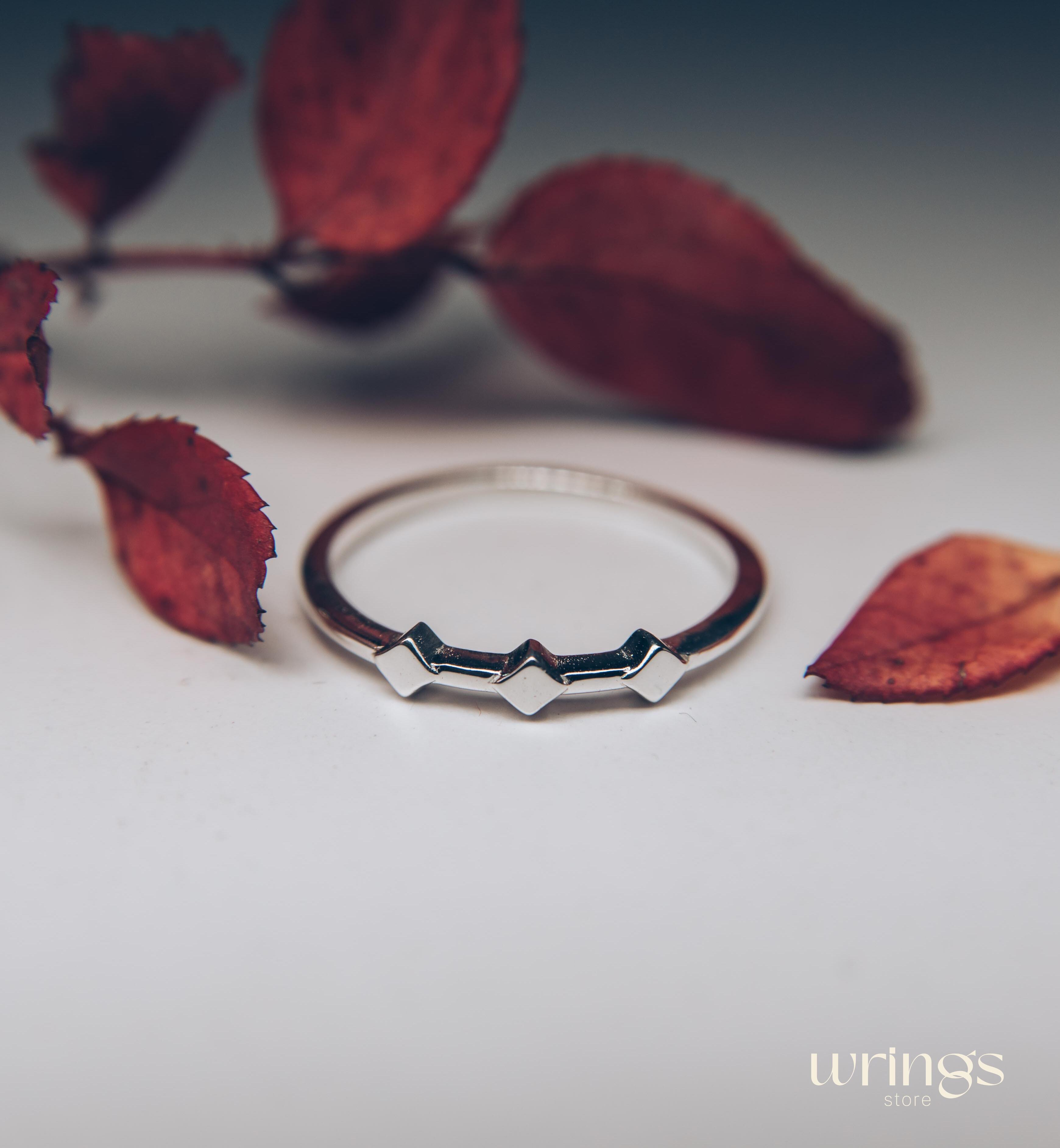 3 Rhombuses Minimalist Silver Promise Ring