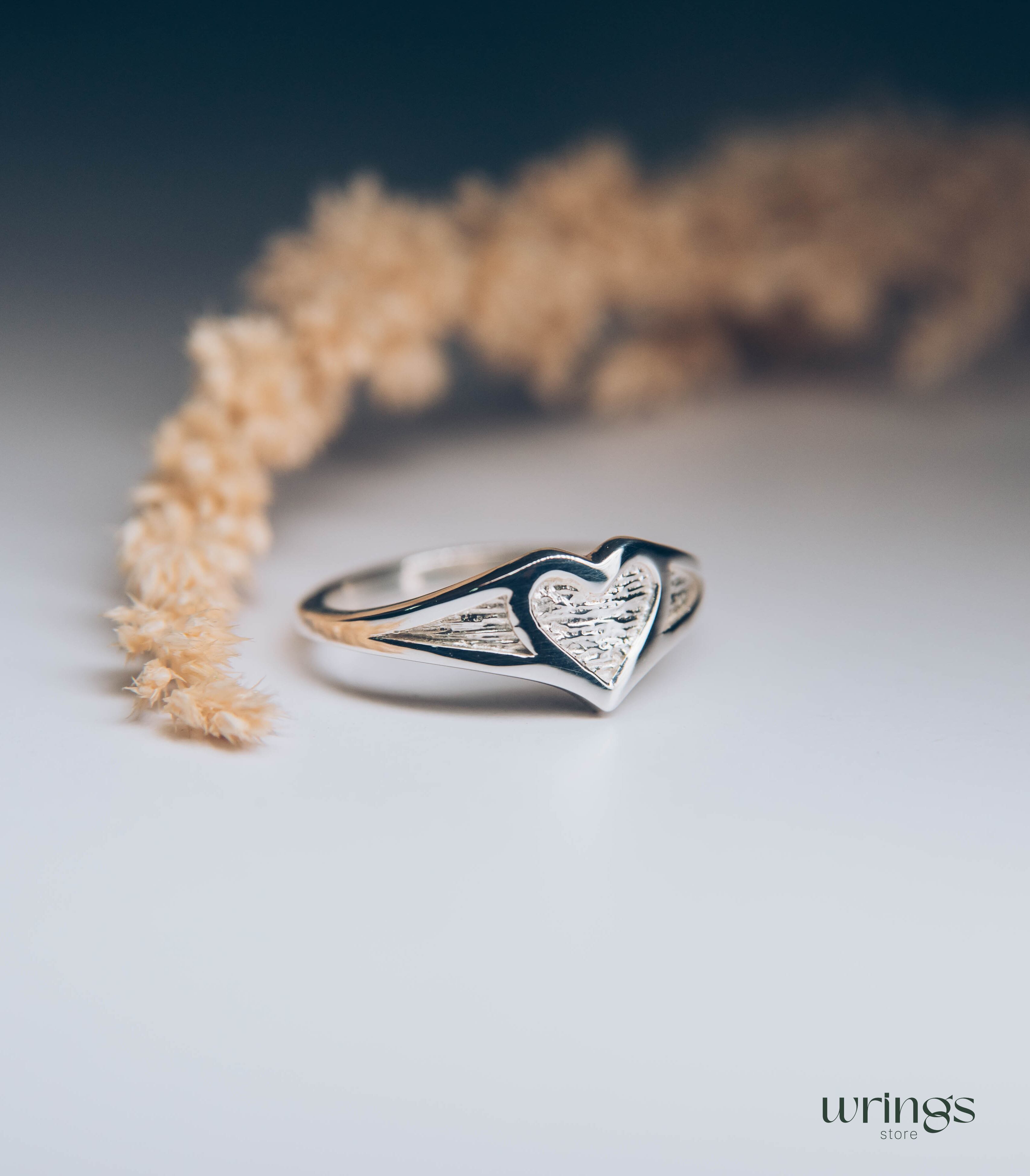 Unique Silver Heart Shaped Promise Ring for Women