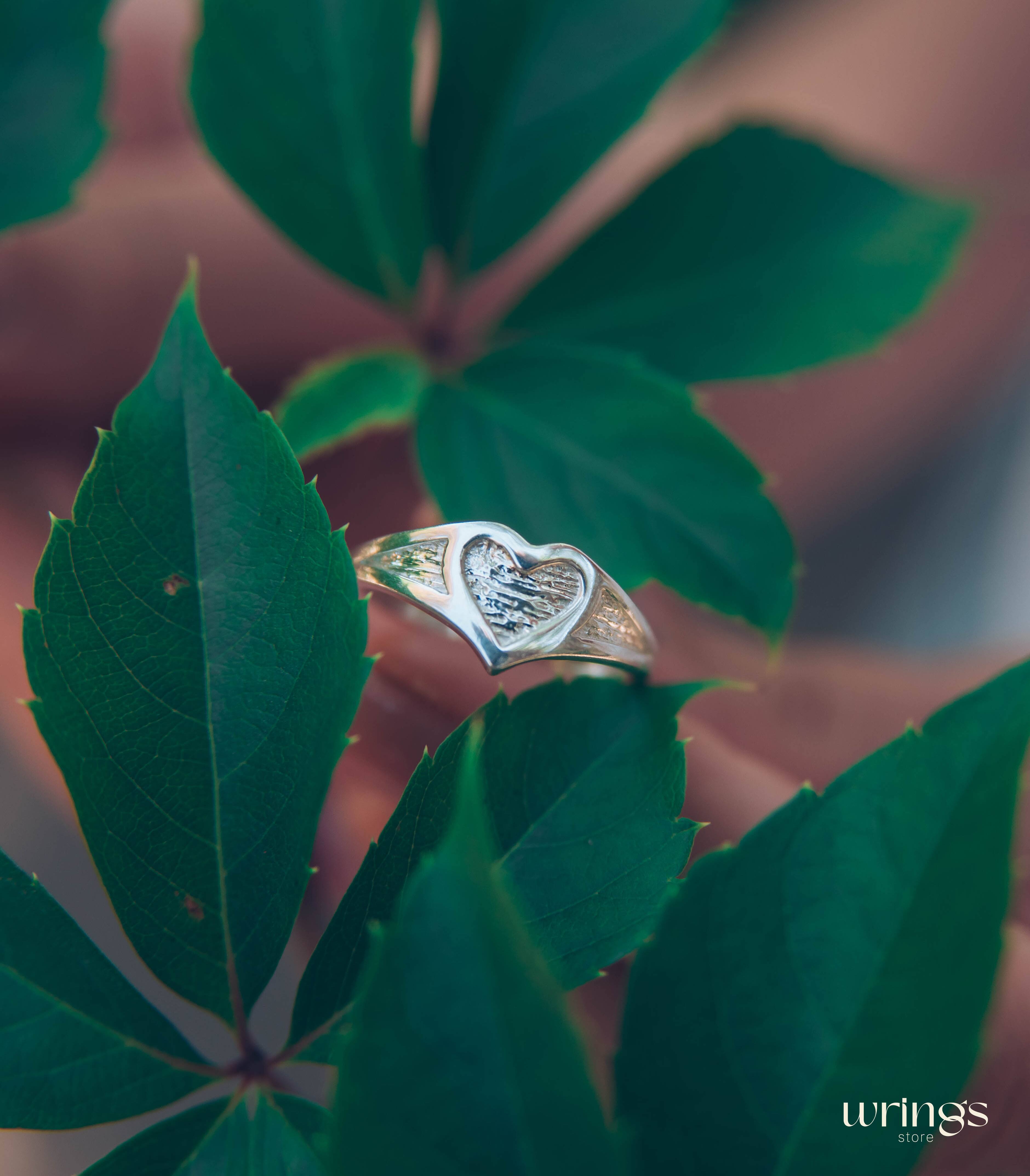 Unique Silver Heart Shaped Promise Ring for Women