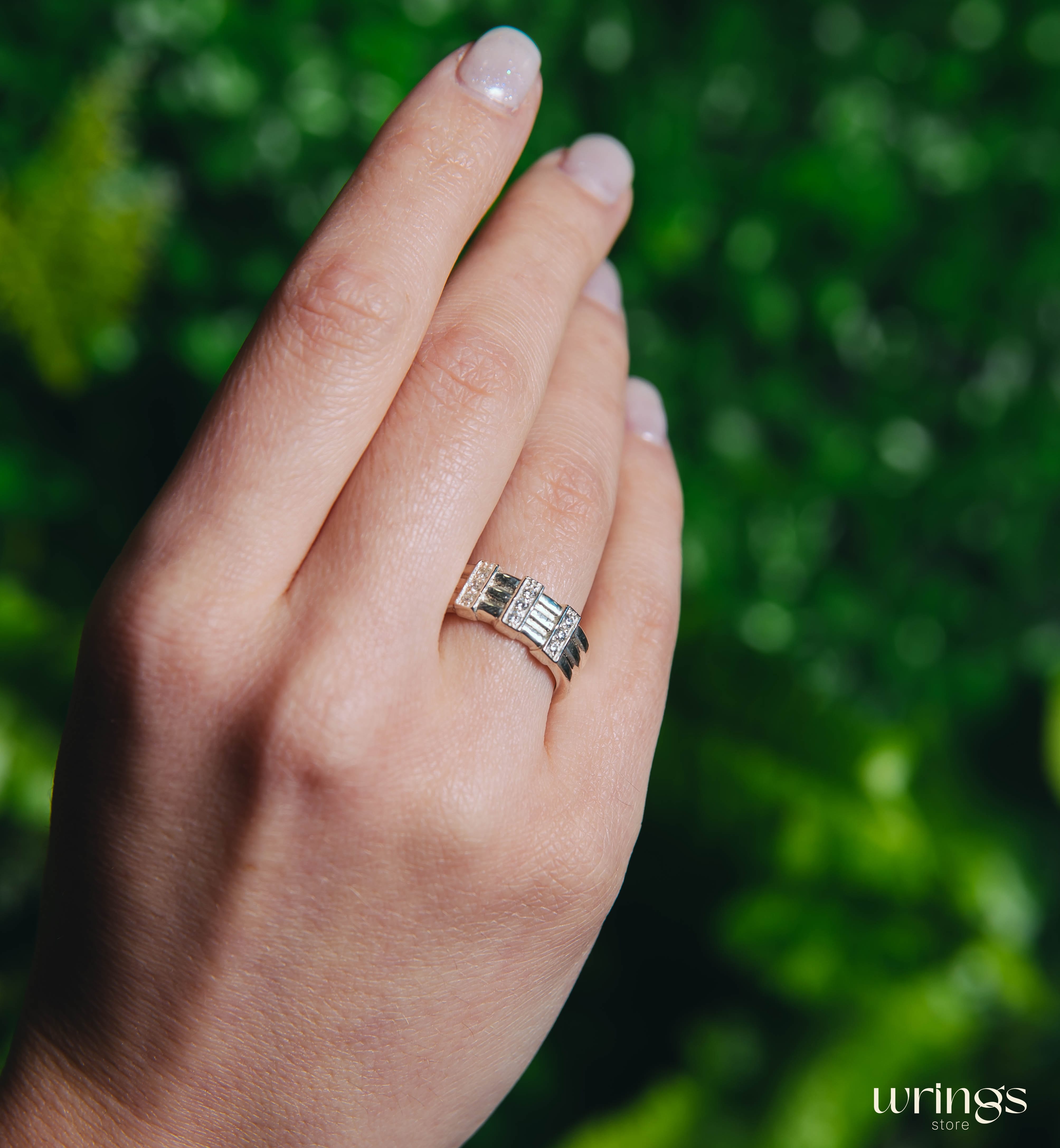 Modern Wedding Band Natural Diamonds Multi Stone