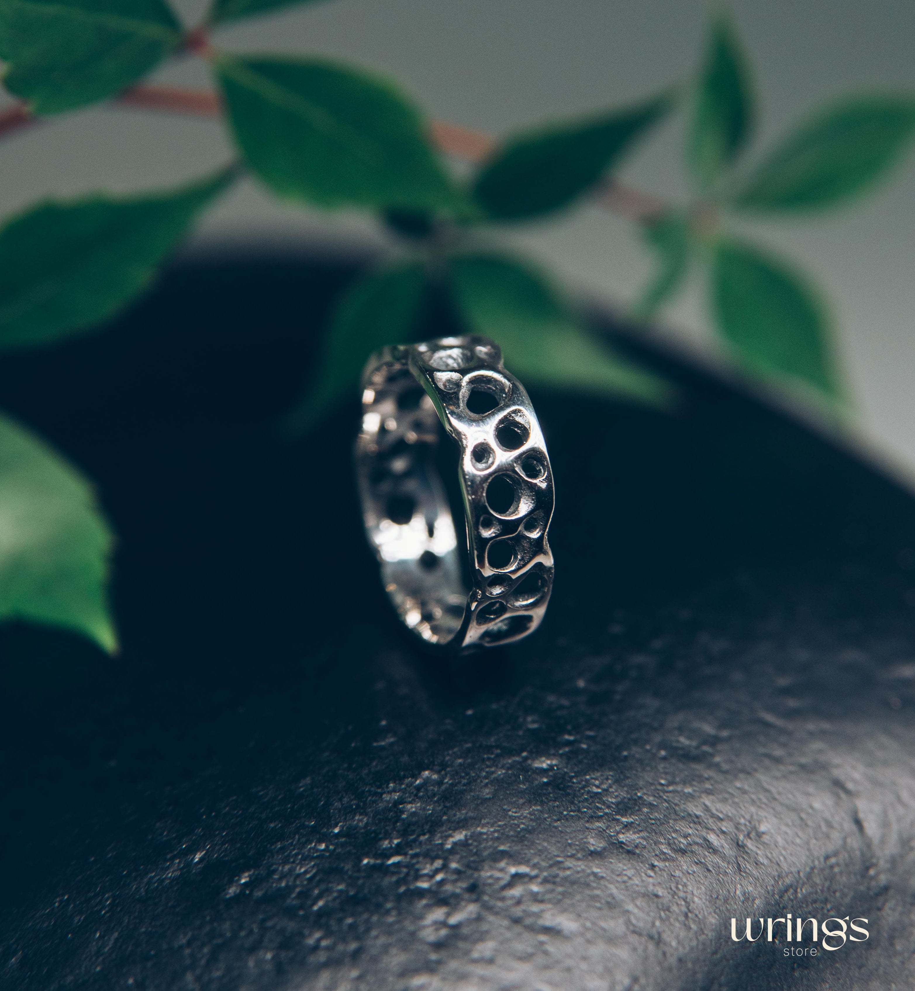Nautical Holes Silver Women's Ring in Ocean Style