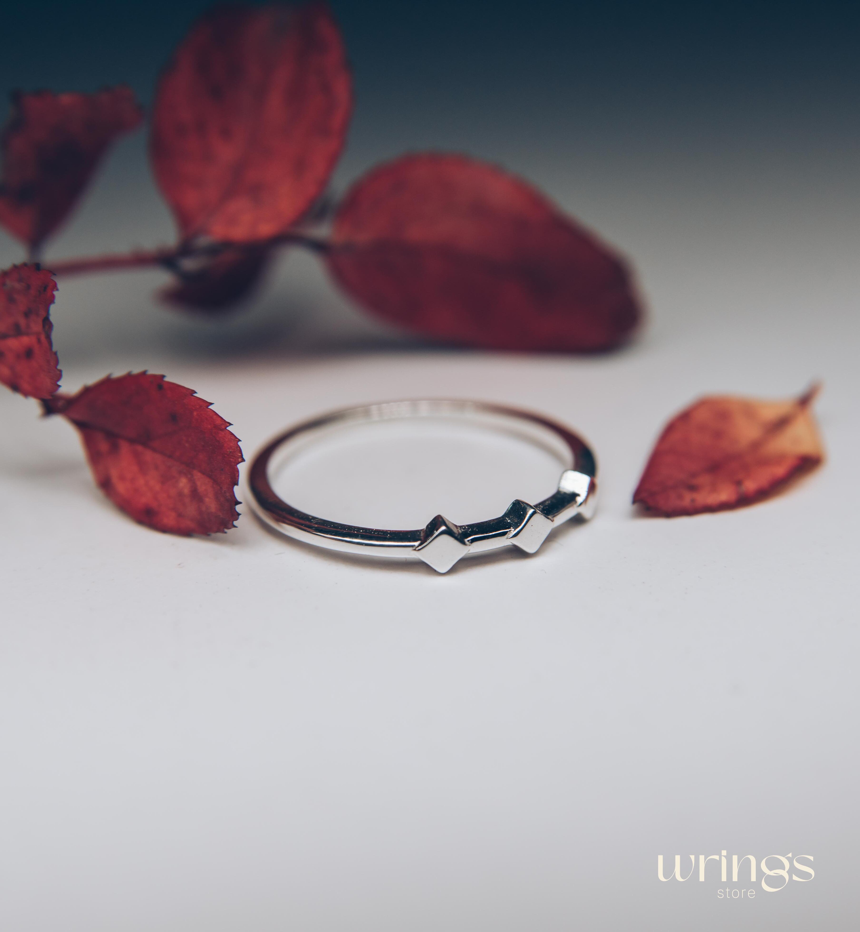 3 Rhombuses Minimalist Silver Promise Ring