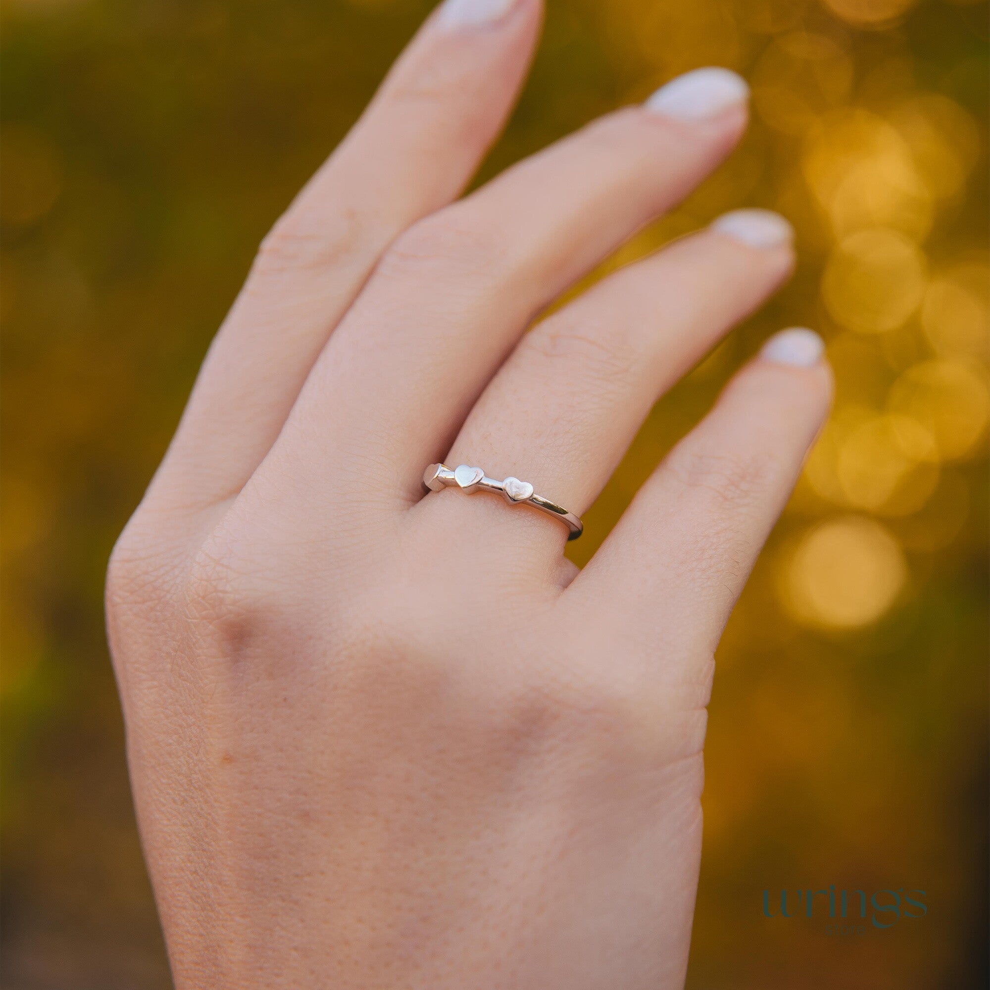 Three Hearts Silver Minimalist Promise Ring for Her