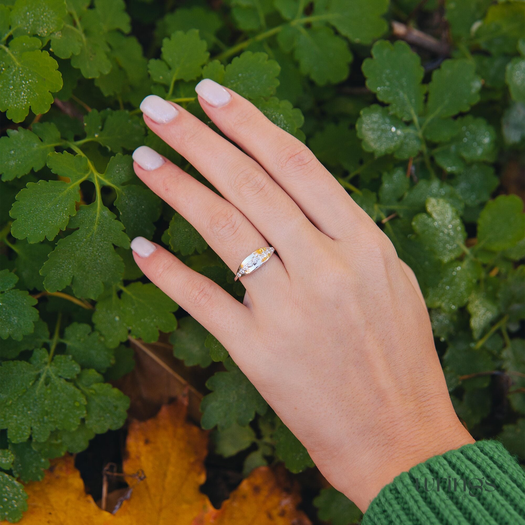 Silver Oval Engagement Ring Silver with Cubic Zirconia