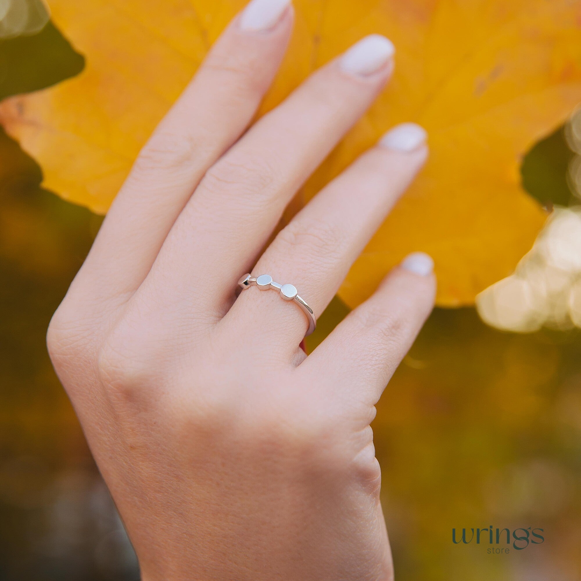 Minimalist Silver Dots Promise Ring for Her