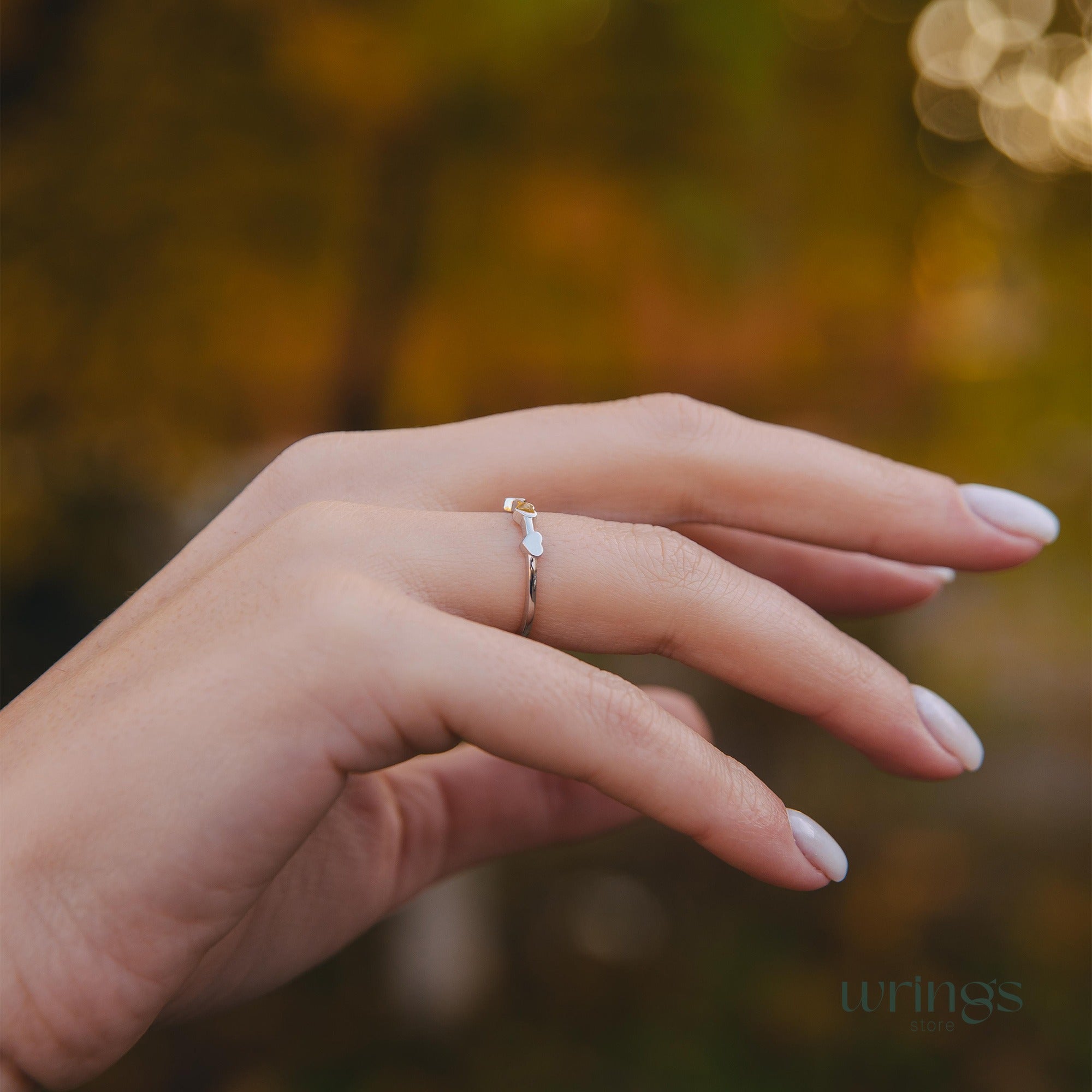 Three Hearts Silver Minimalist Promise Ring for Her