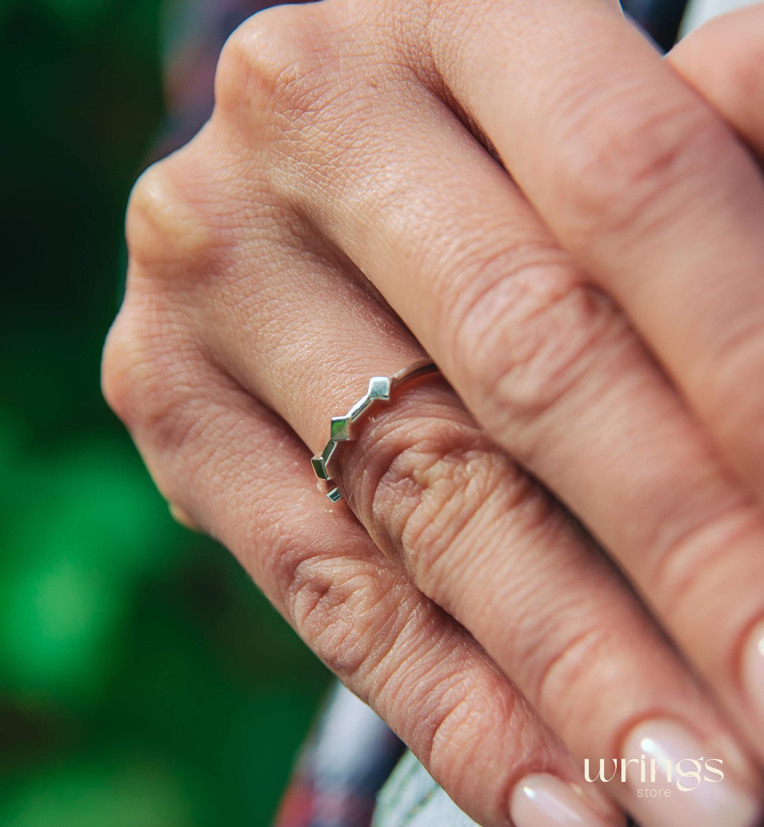 Unique Sterling Silver Purity Ring 5 Rhombuses