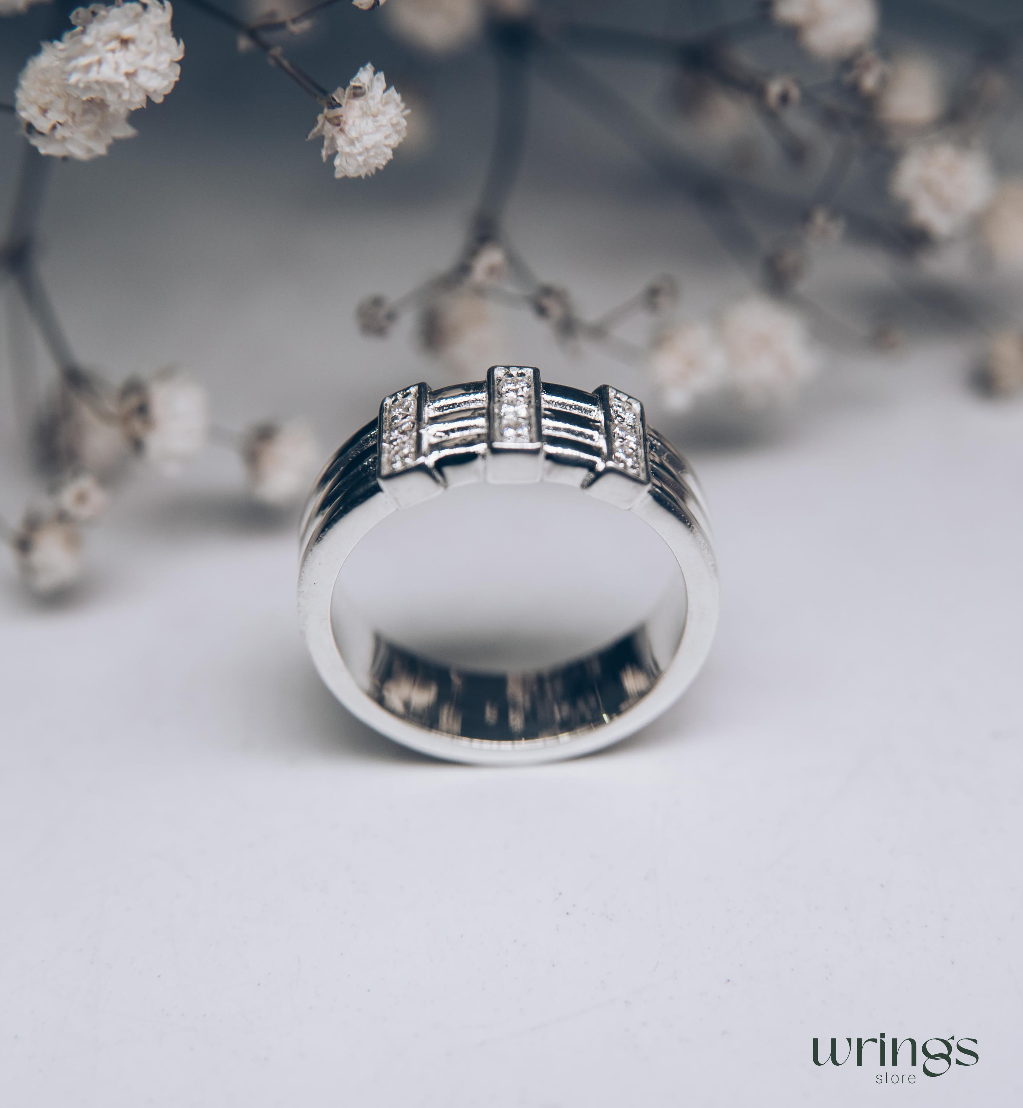 Modern Wedding Band Natural Diamonds Multi Stone
