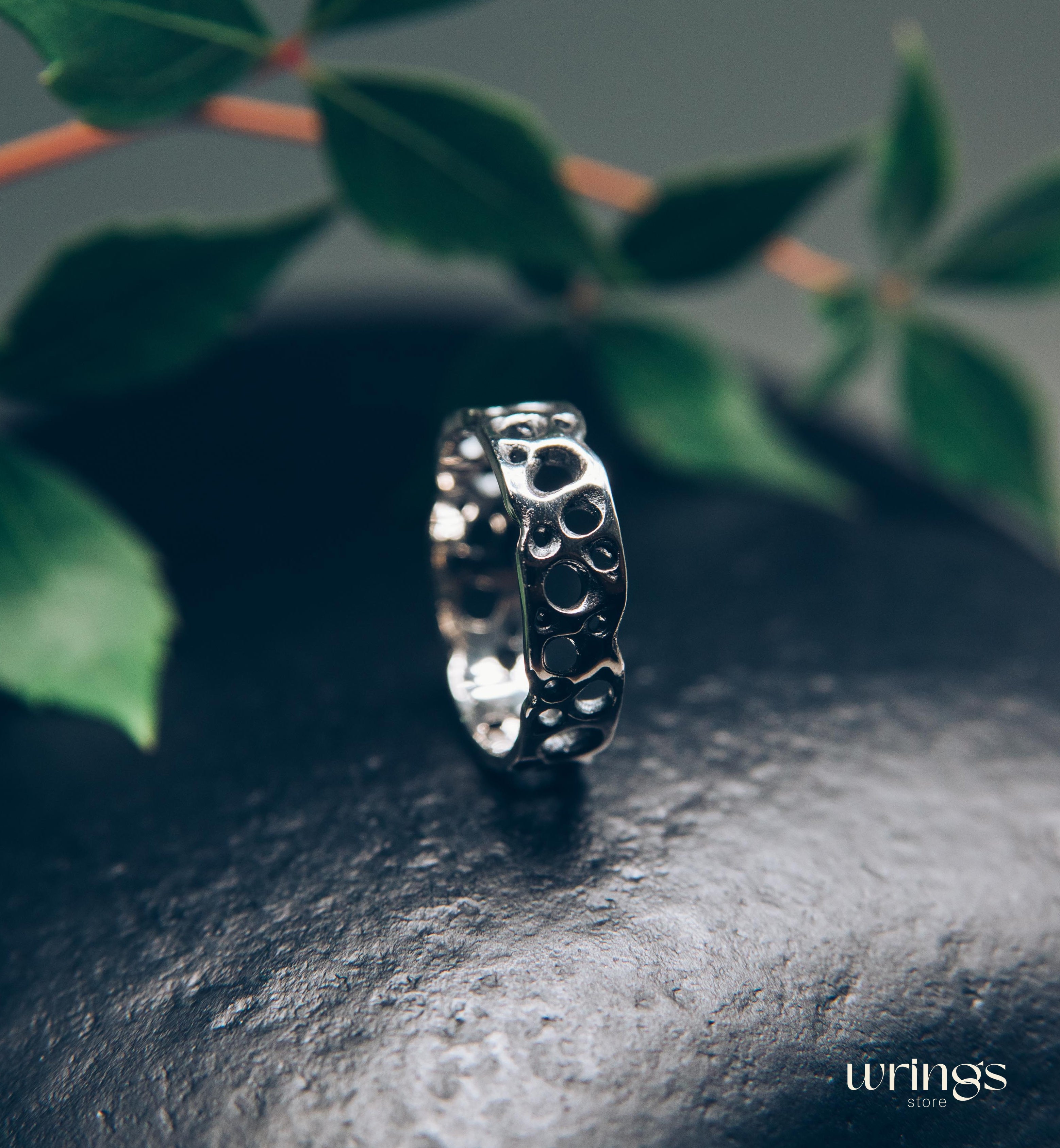 Nautical Holes Silver Women's Ring in Ocean Style