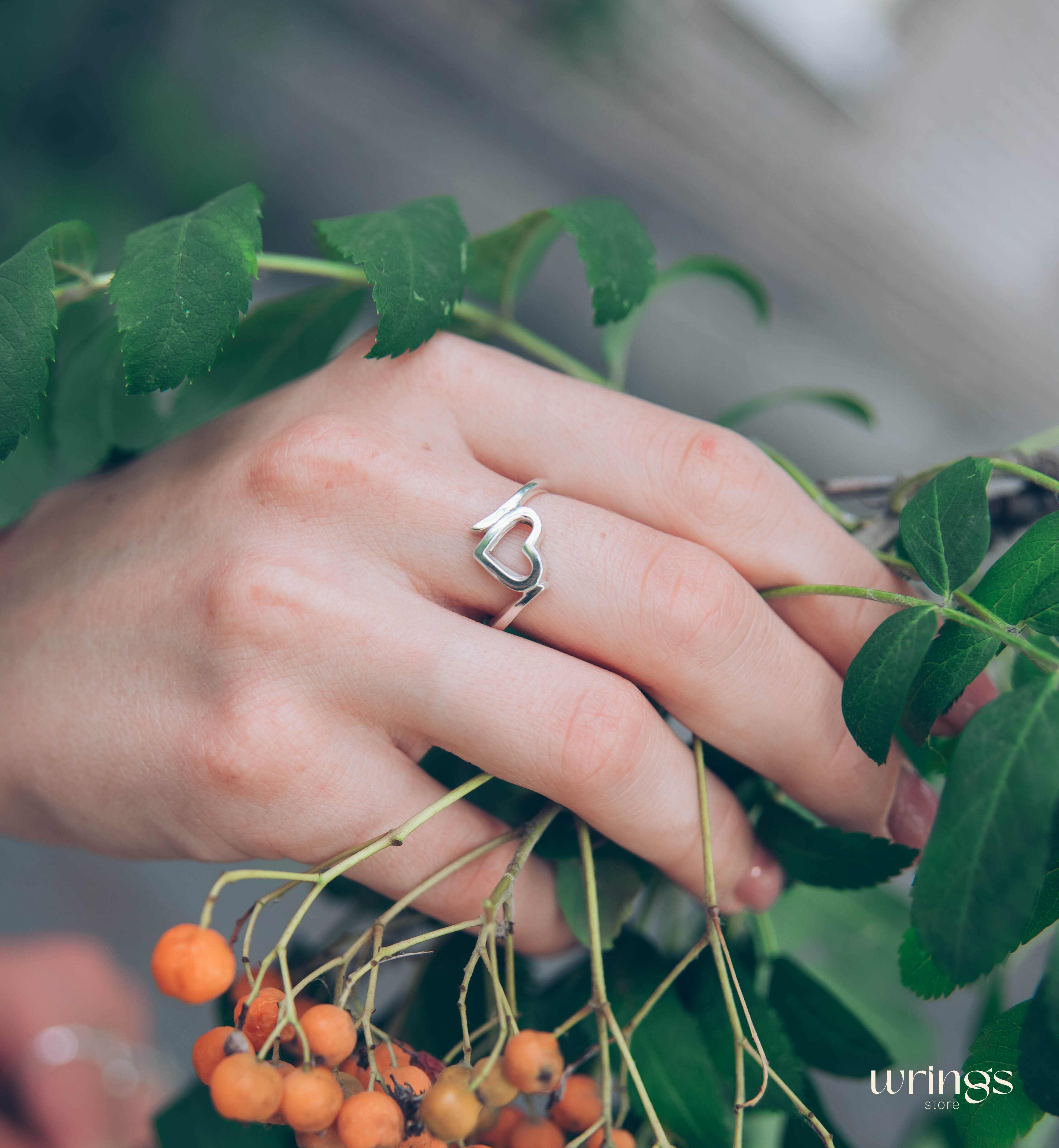 Sterling Silver Open Heart Ring Love Band