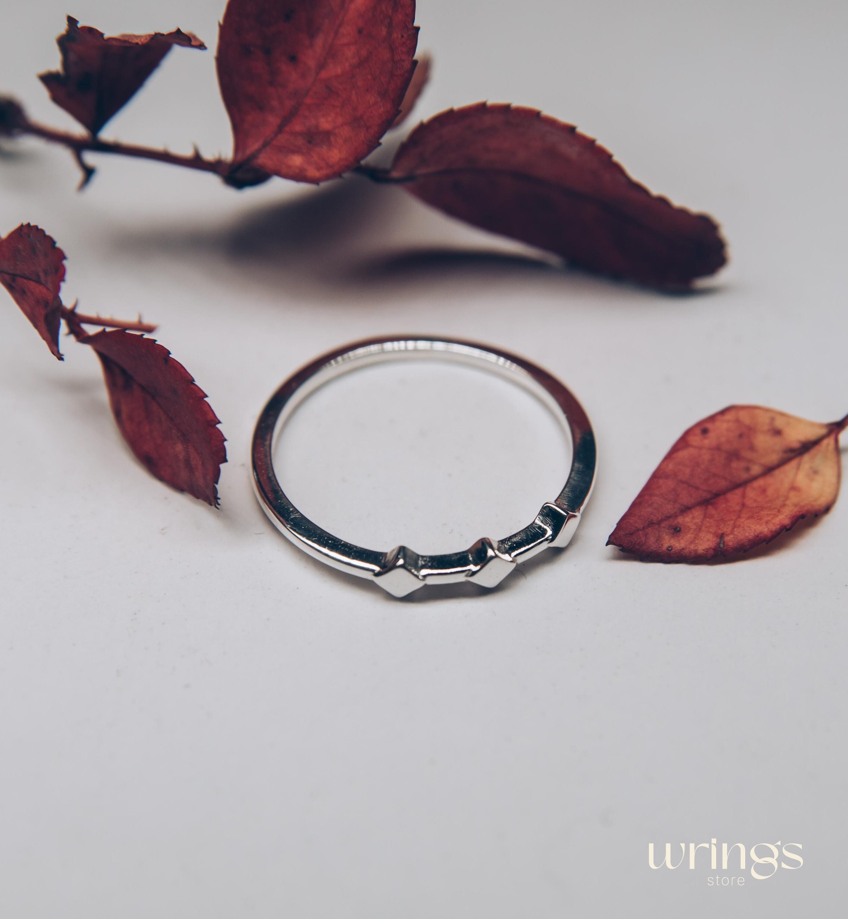 3 Rhombuses Minimalist Silver Promise Ring