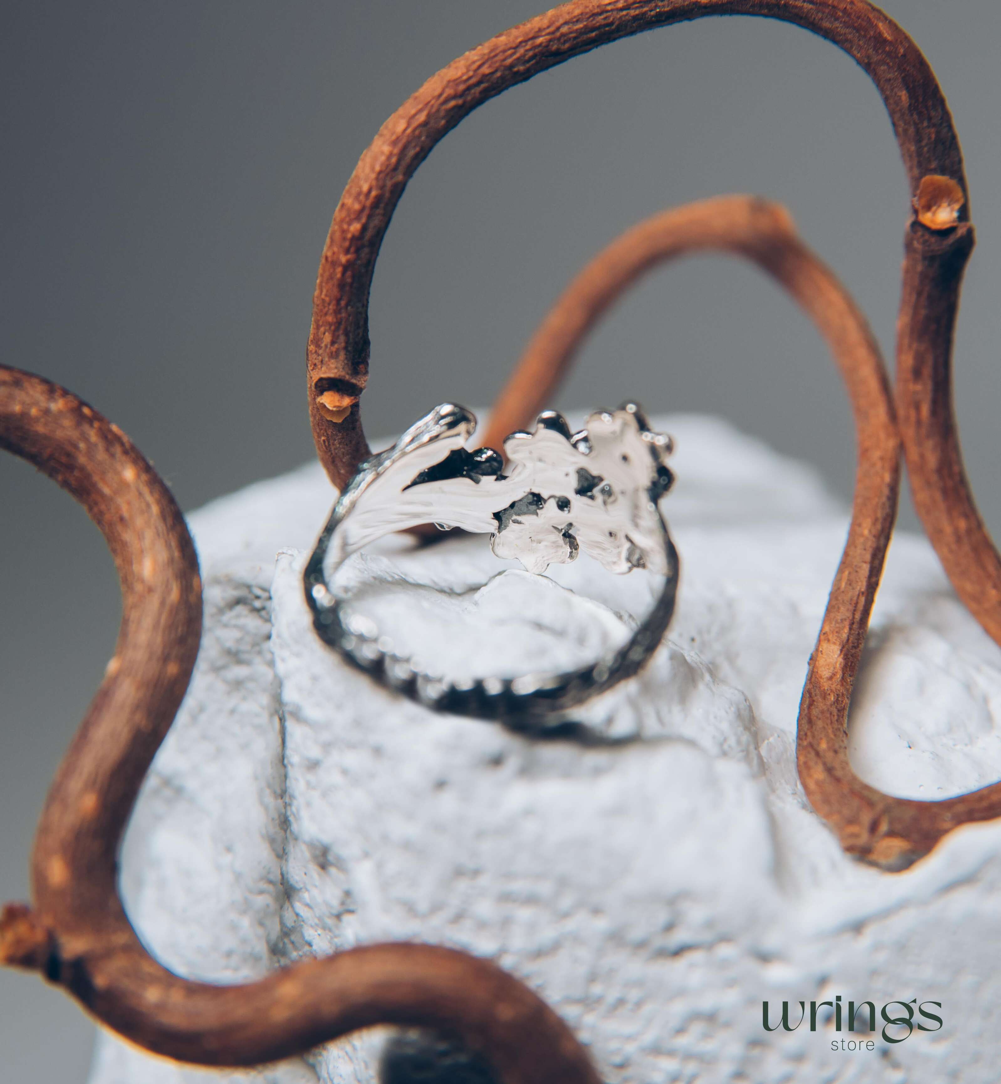 Flowers on a Twig Unique Silver Floral Ring