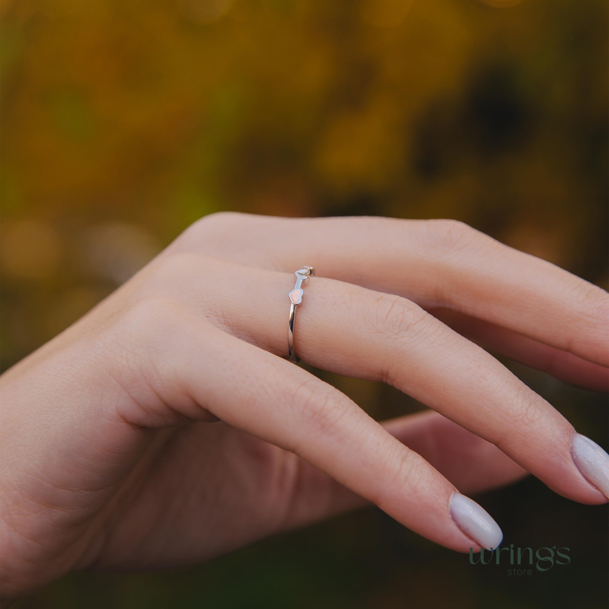 Three Hearts Silver Minimalist Promise Ring for Her