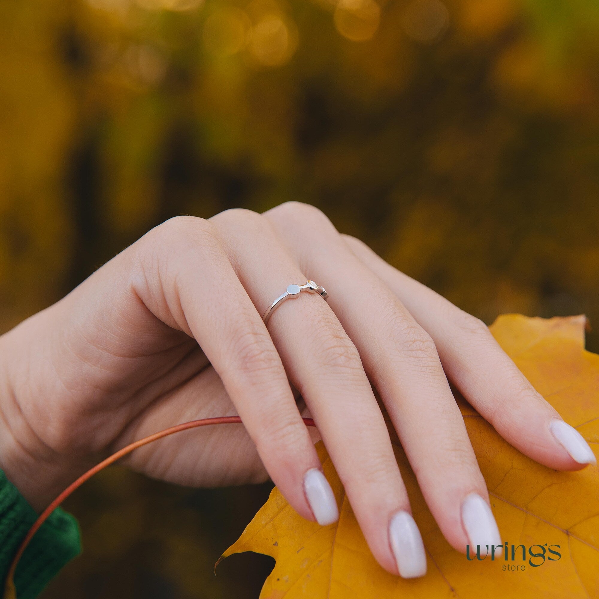 Minimalist Silver Dots Promise Ring for Her