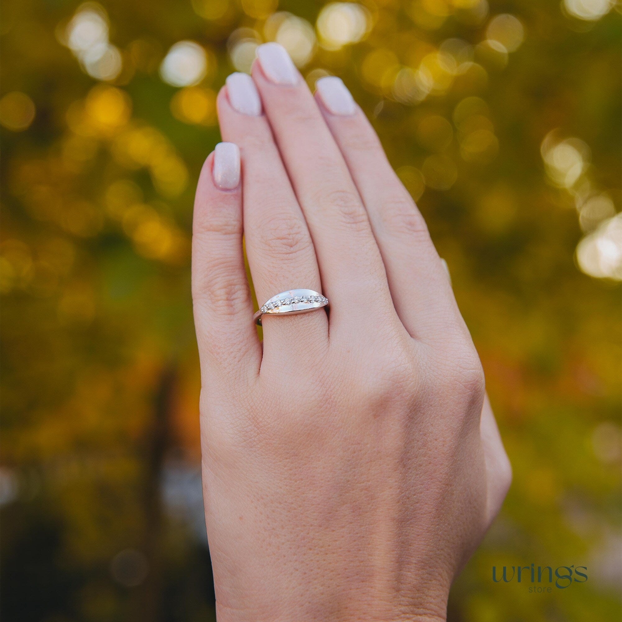 Silver Oval Engagement Ring Silver with Cubic Zirconia