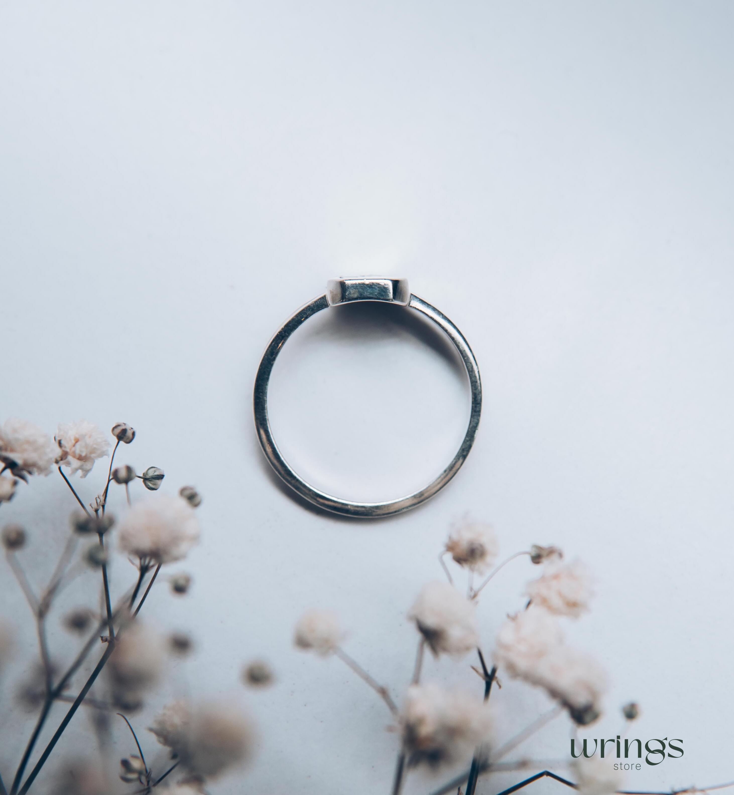 Minimalist Butterfly Signet Ring Sterling Silver