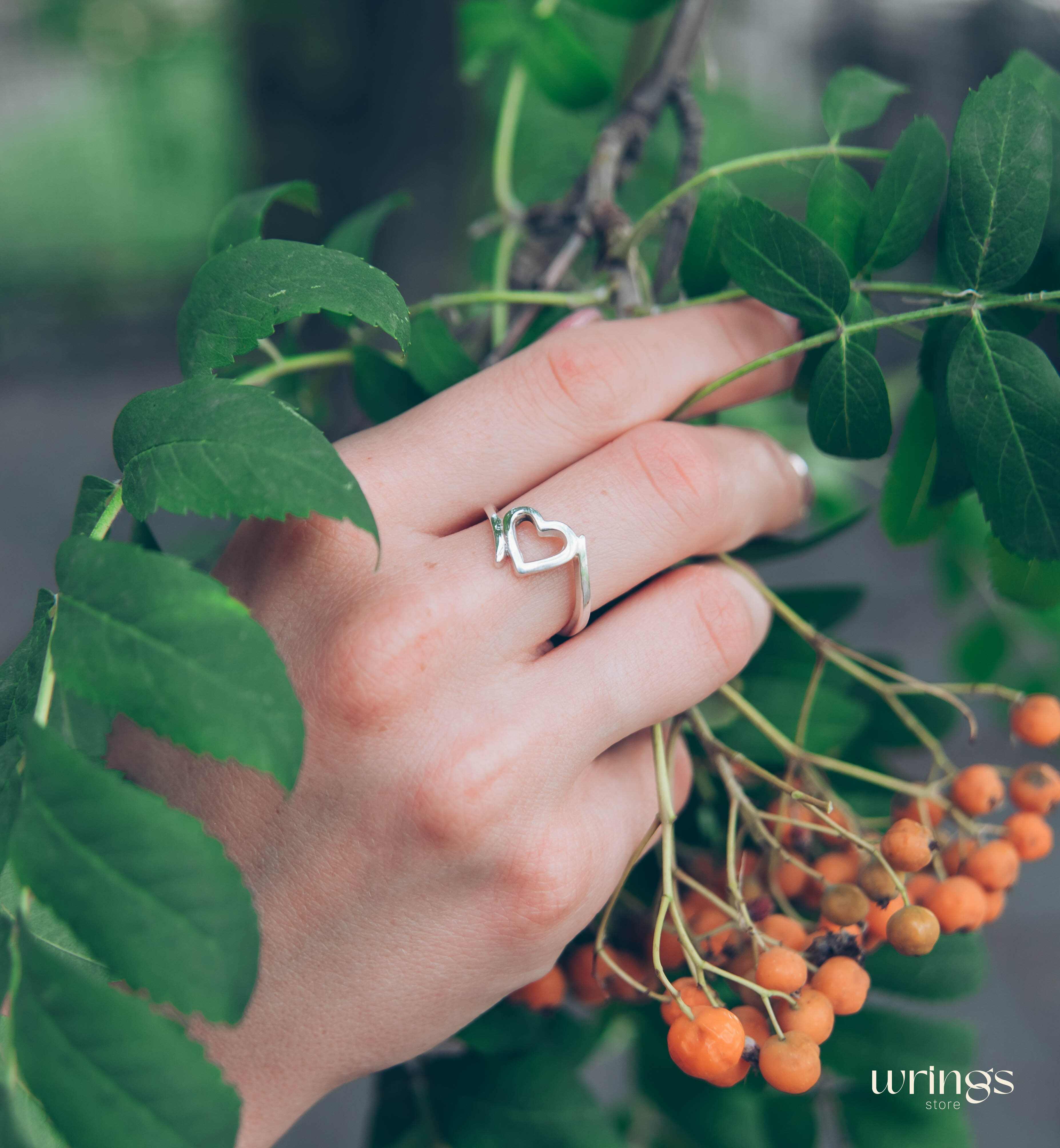 Sterling Silver Open Heart Ring Love Band