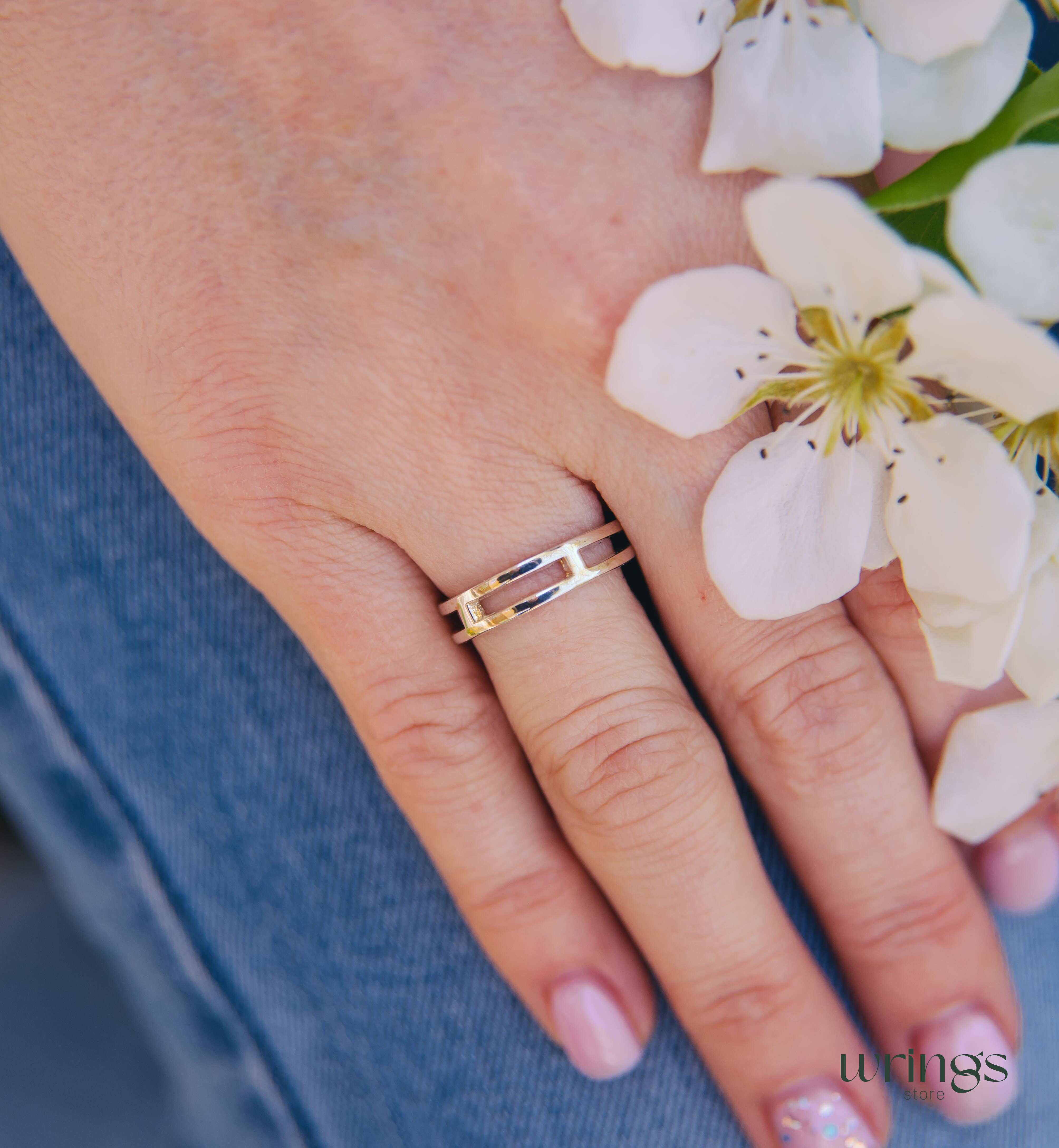 Minimalist Plain Double Band Ring Sterling Silver