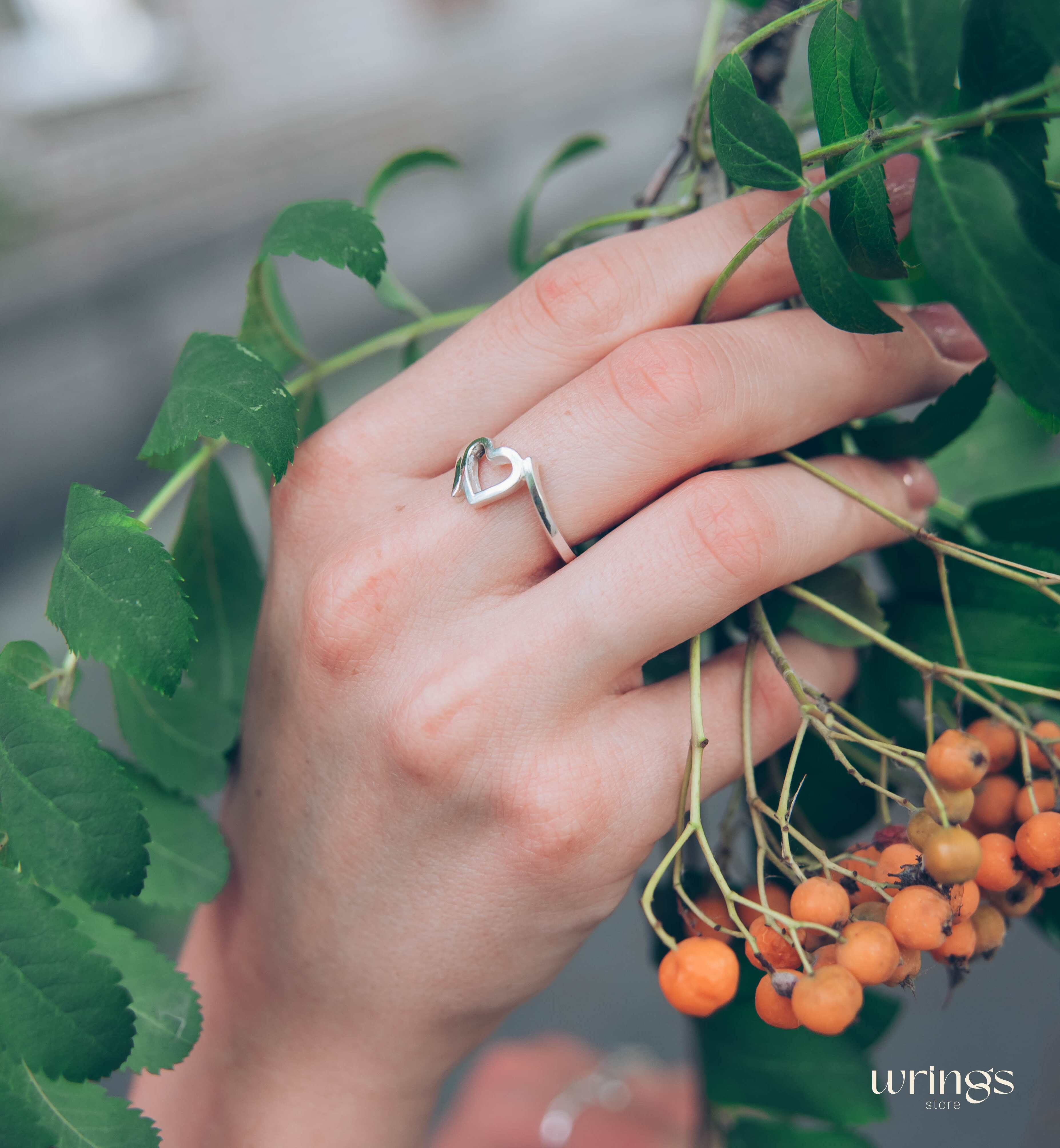 Sterling Silver Open Heart Ring Love Band