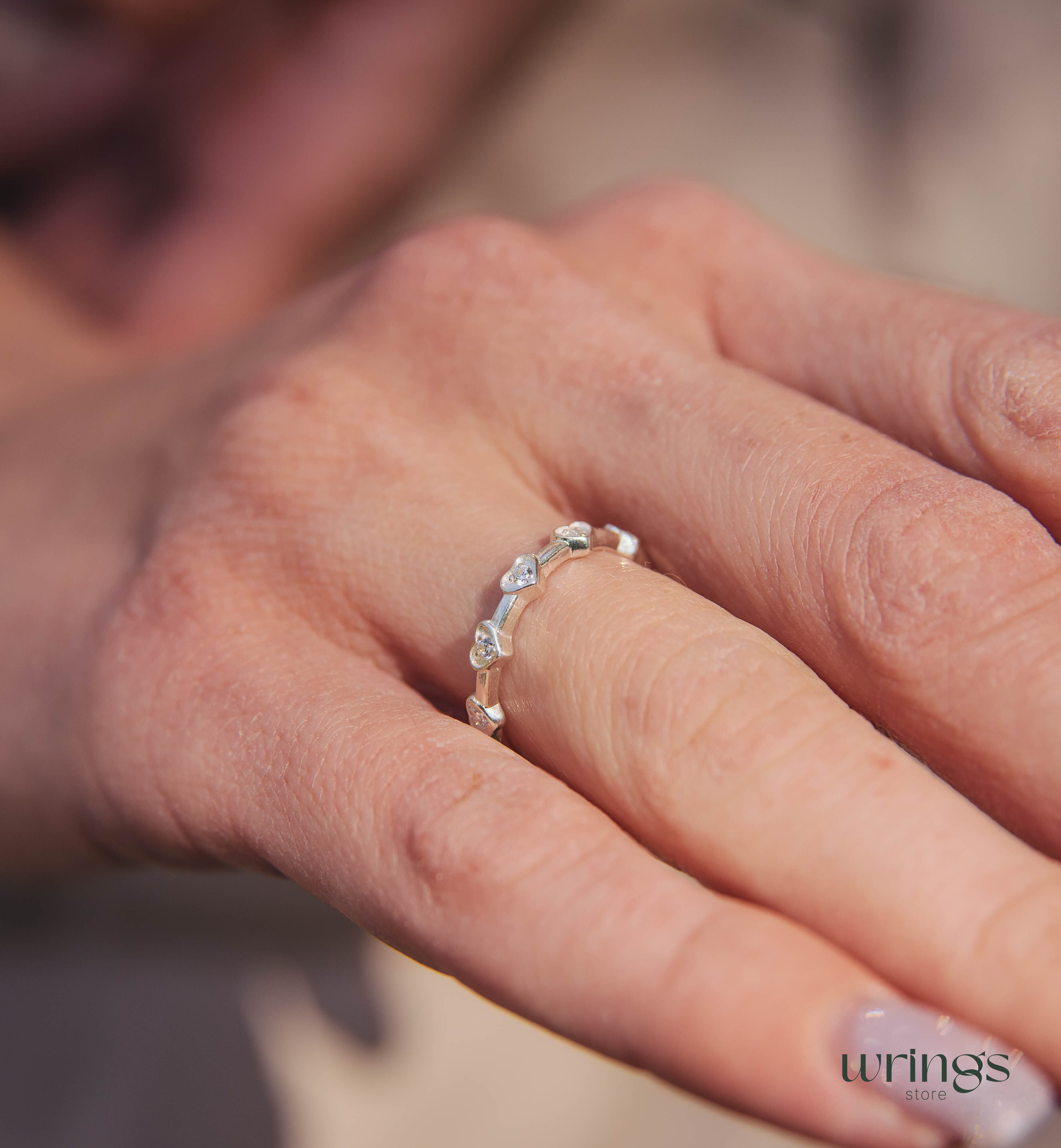 Natural Diamonds in Multiple Hearts Ring Silver