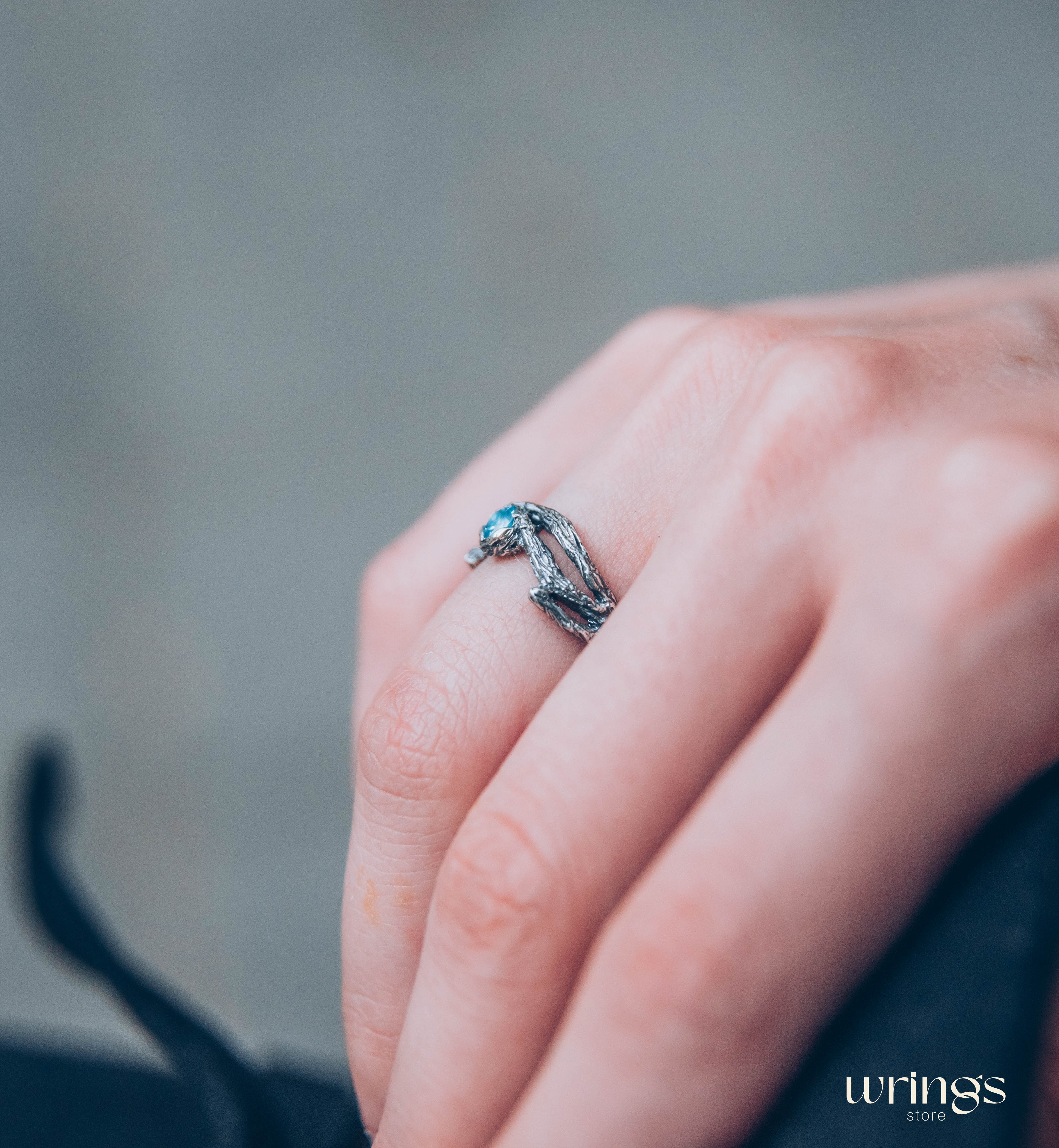 Topaz in Branches Silver Nature Enchanted Ring