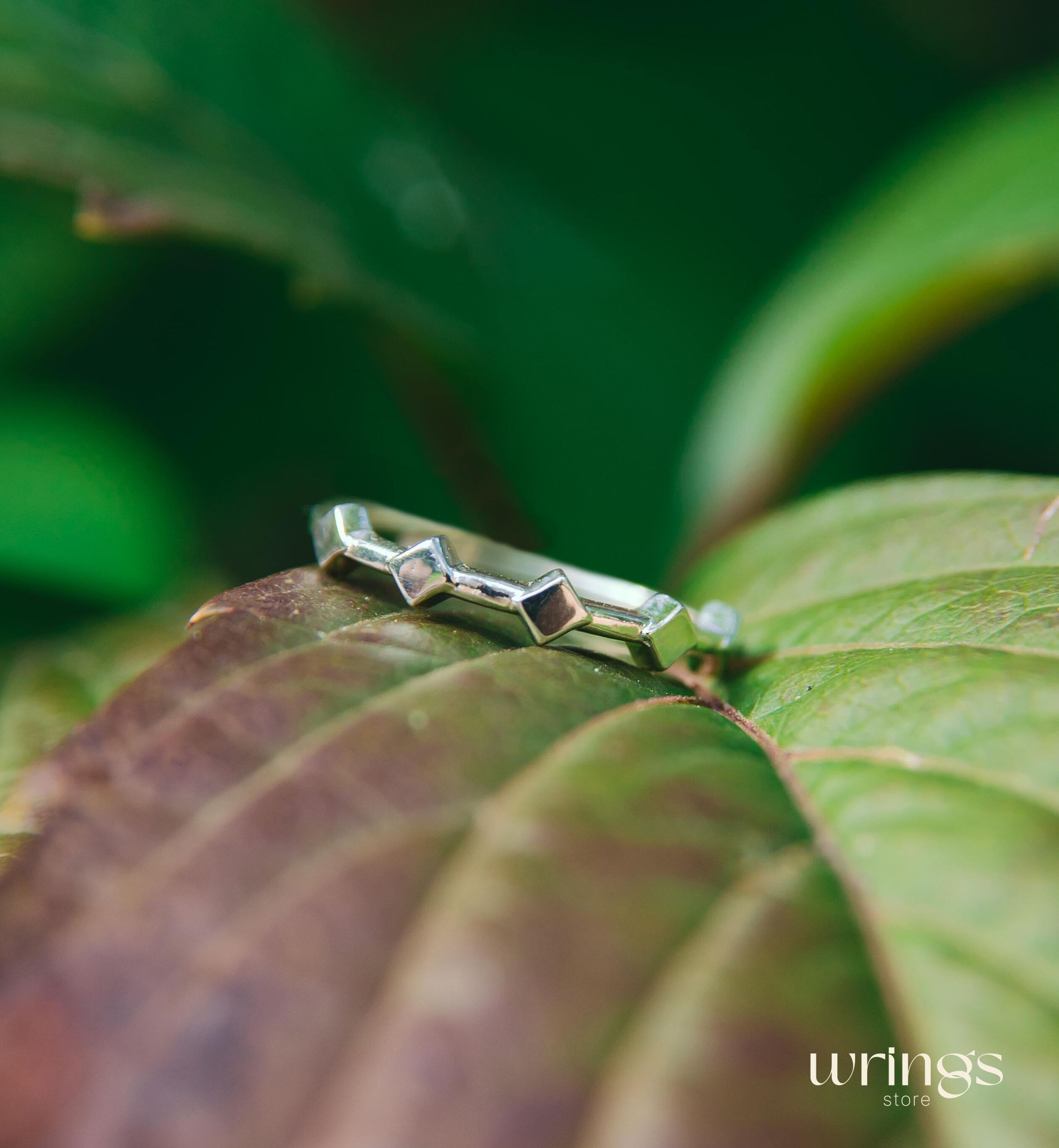 Unique Sterling Silver Purity Ring 5 Rhombuses