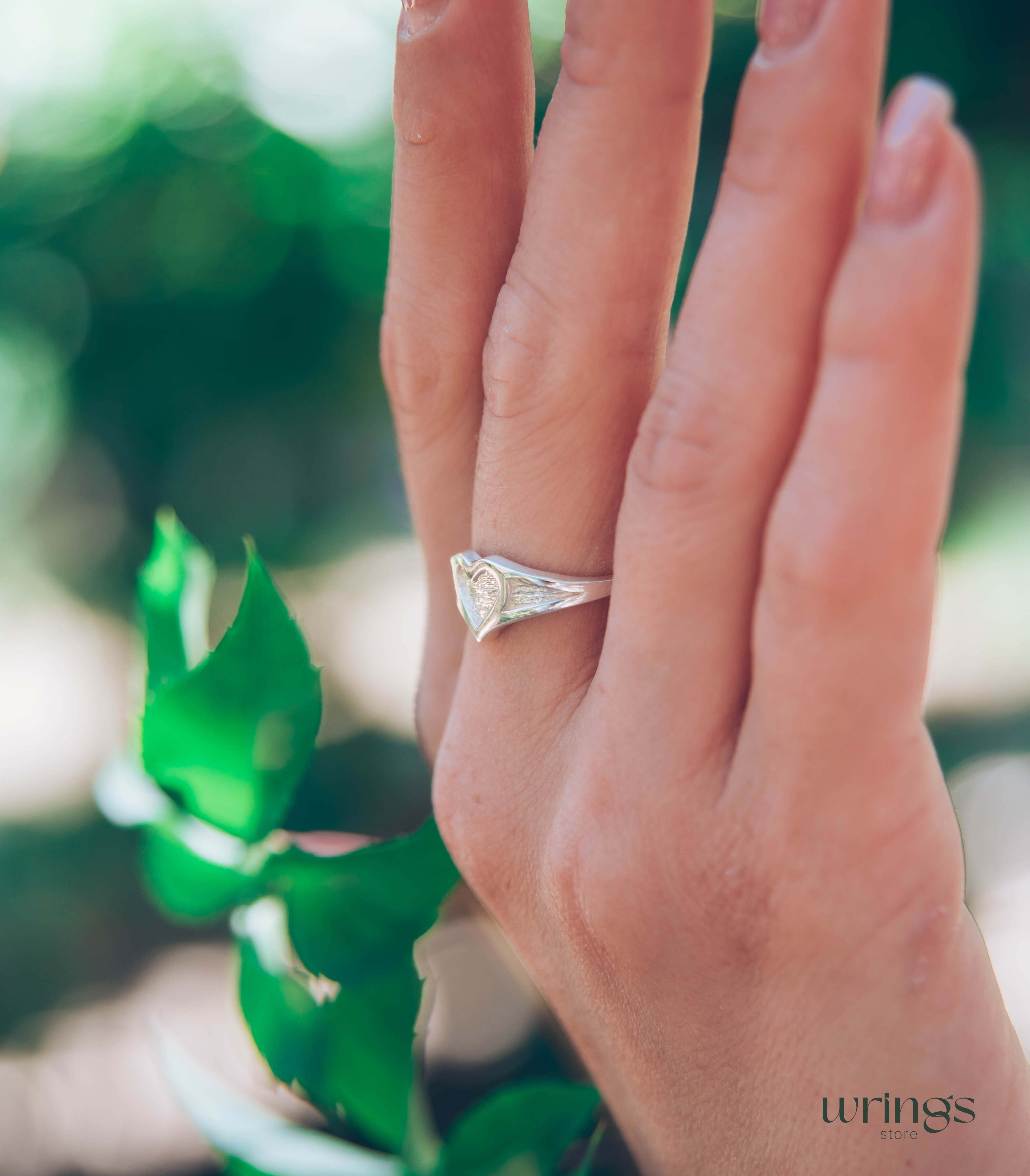 Unique Silver Heart Shaped Promise Ring for Women