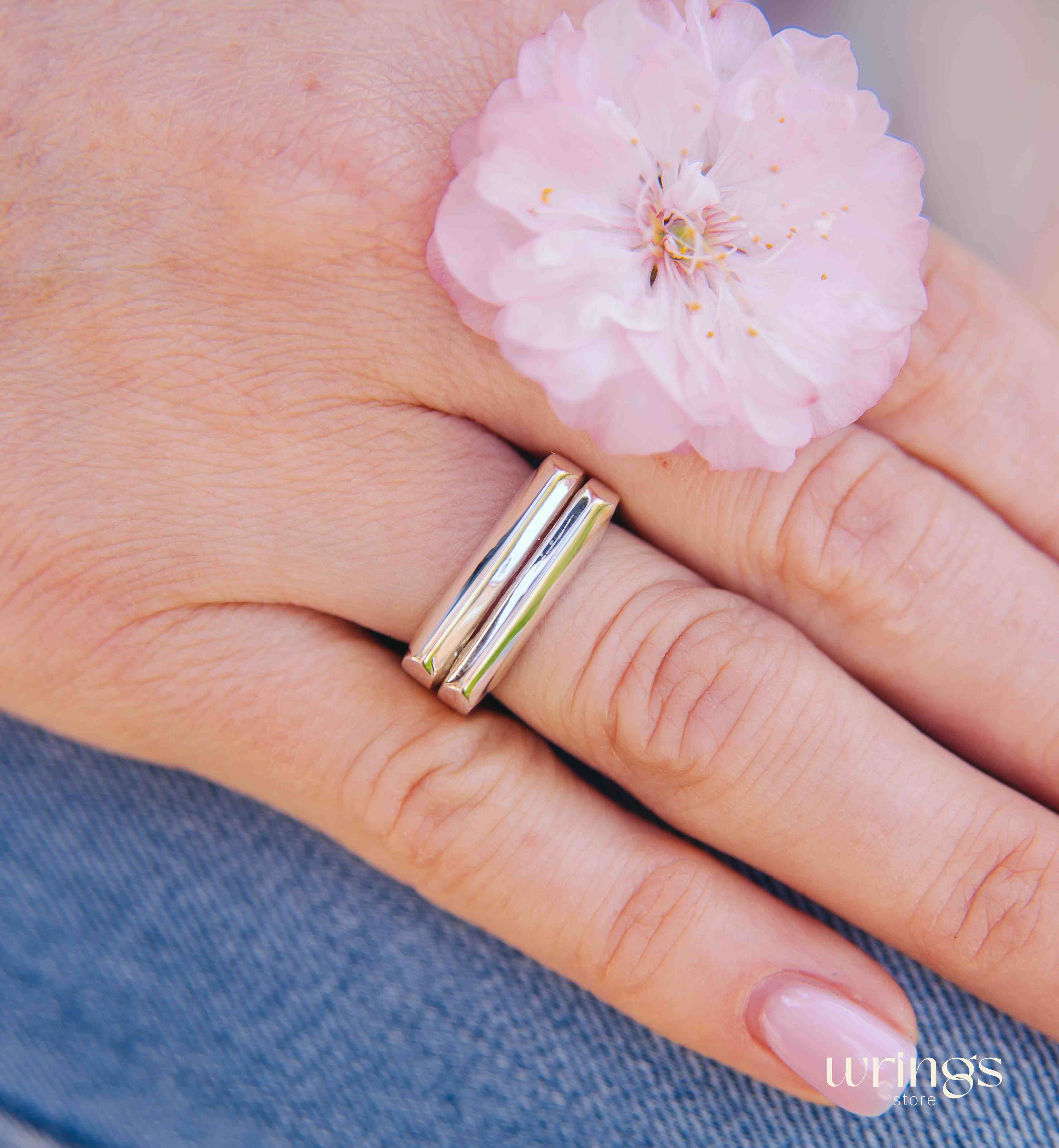 Statement Silver Signet Ring Unique Geometric Head