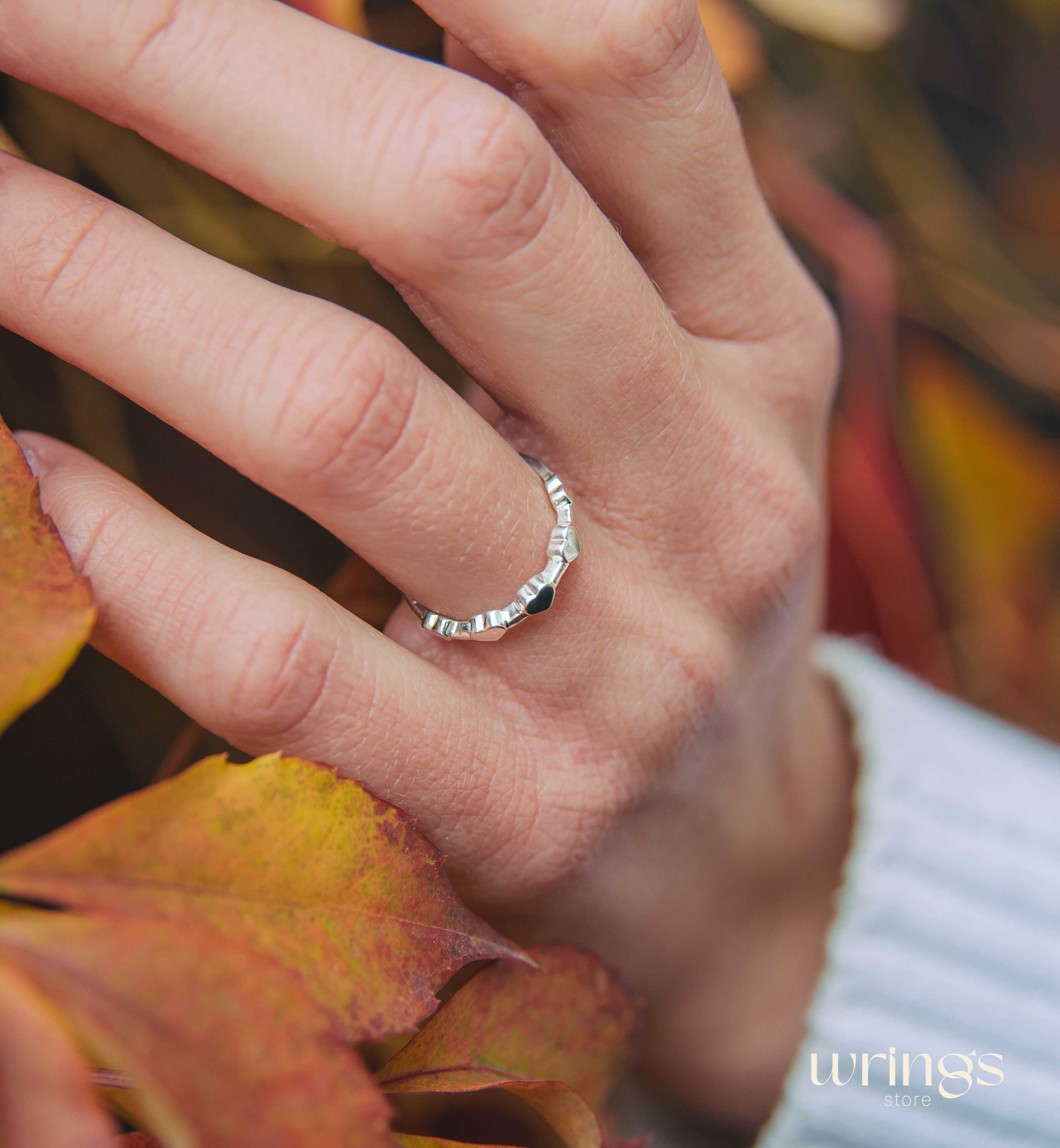 Five Hearts Simple Promise Ring Sterling Silver