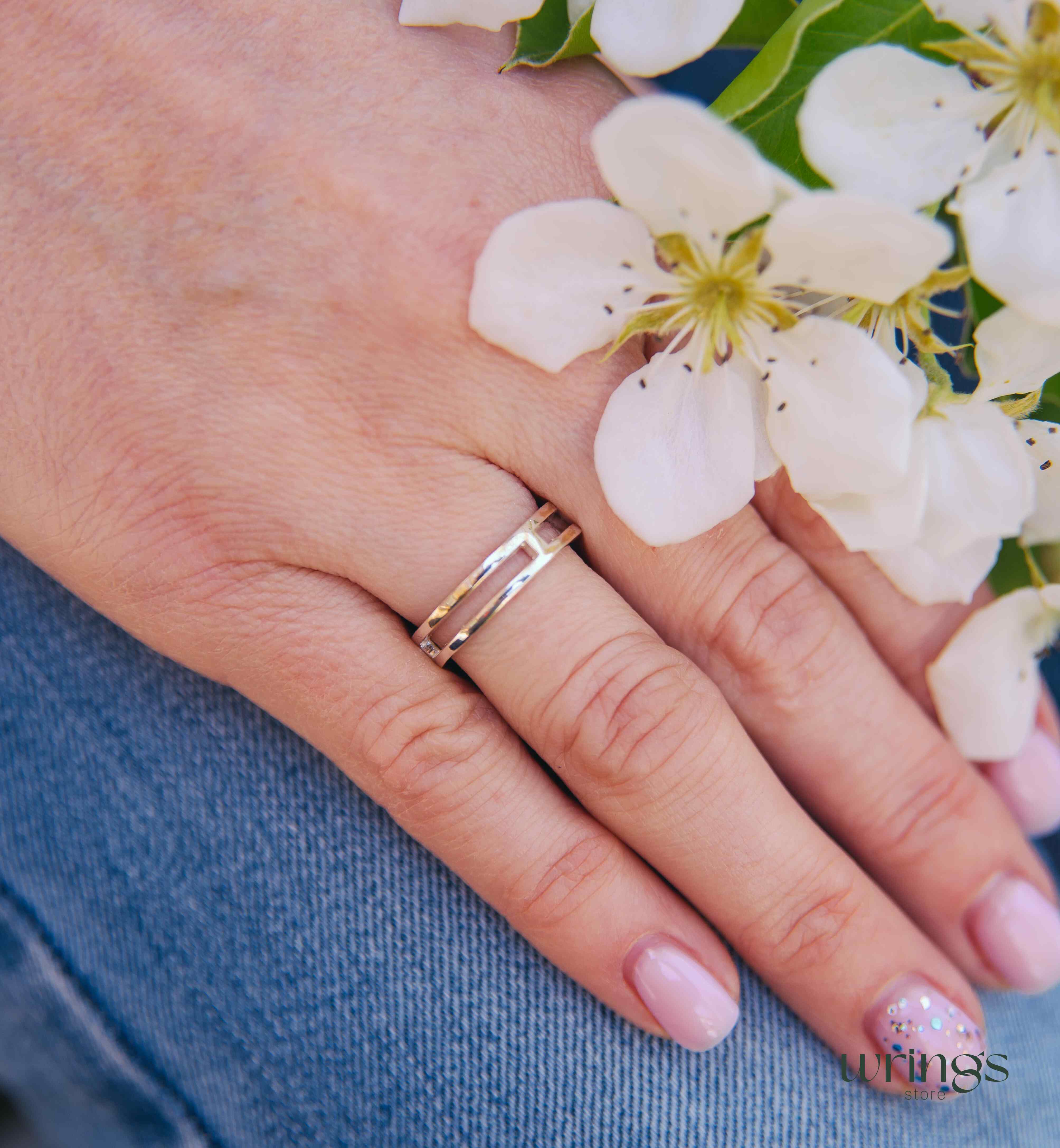 Minimalist Plain Double Band Ring Sterling Silver