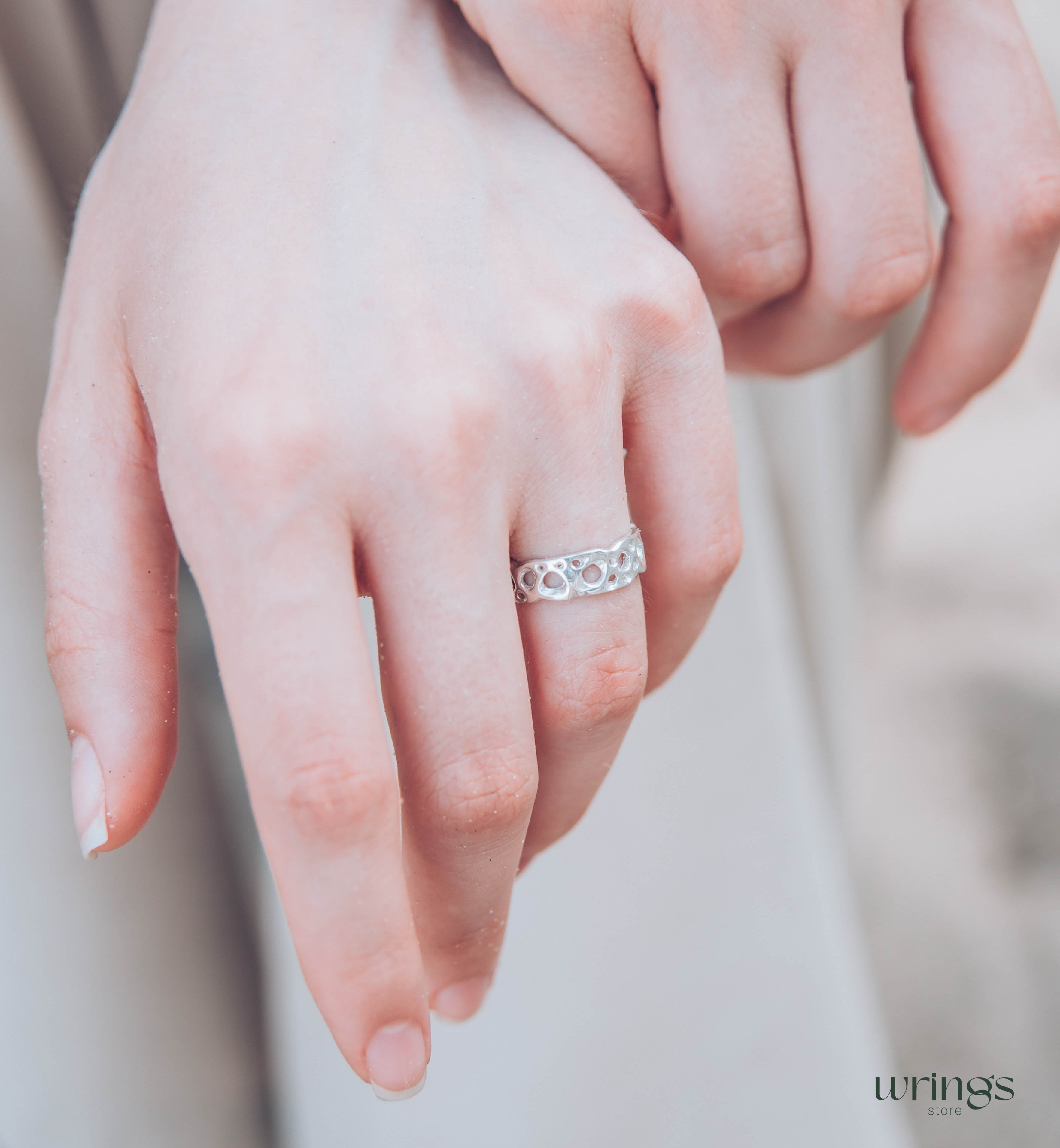 Nautical Holes Silver Women's Ring in Ocean Style