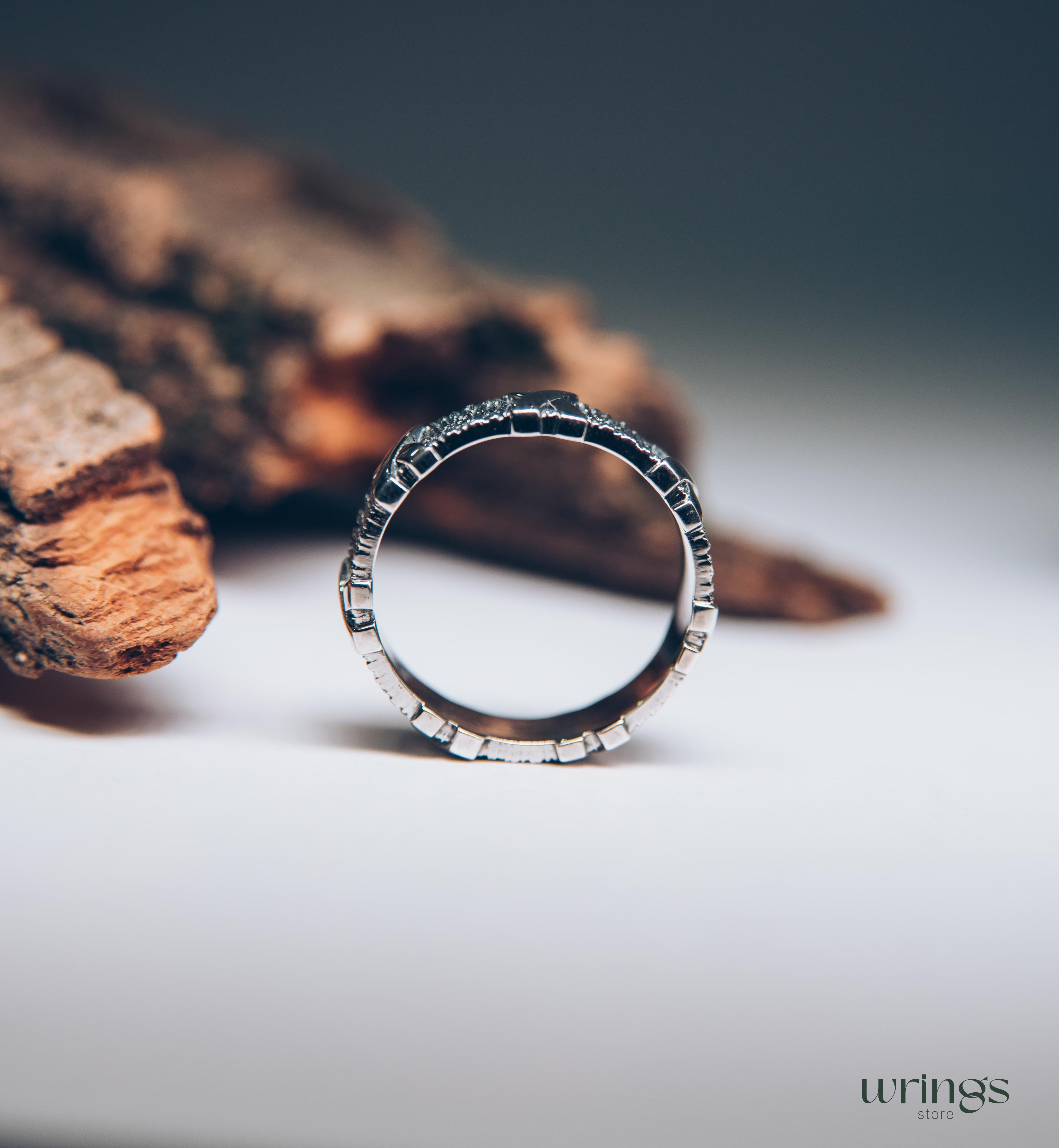 Cross and Tree bark Men's durable Ring — Wild Nature Wedding Band