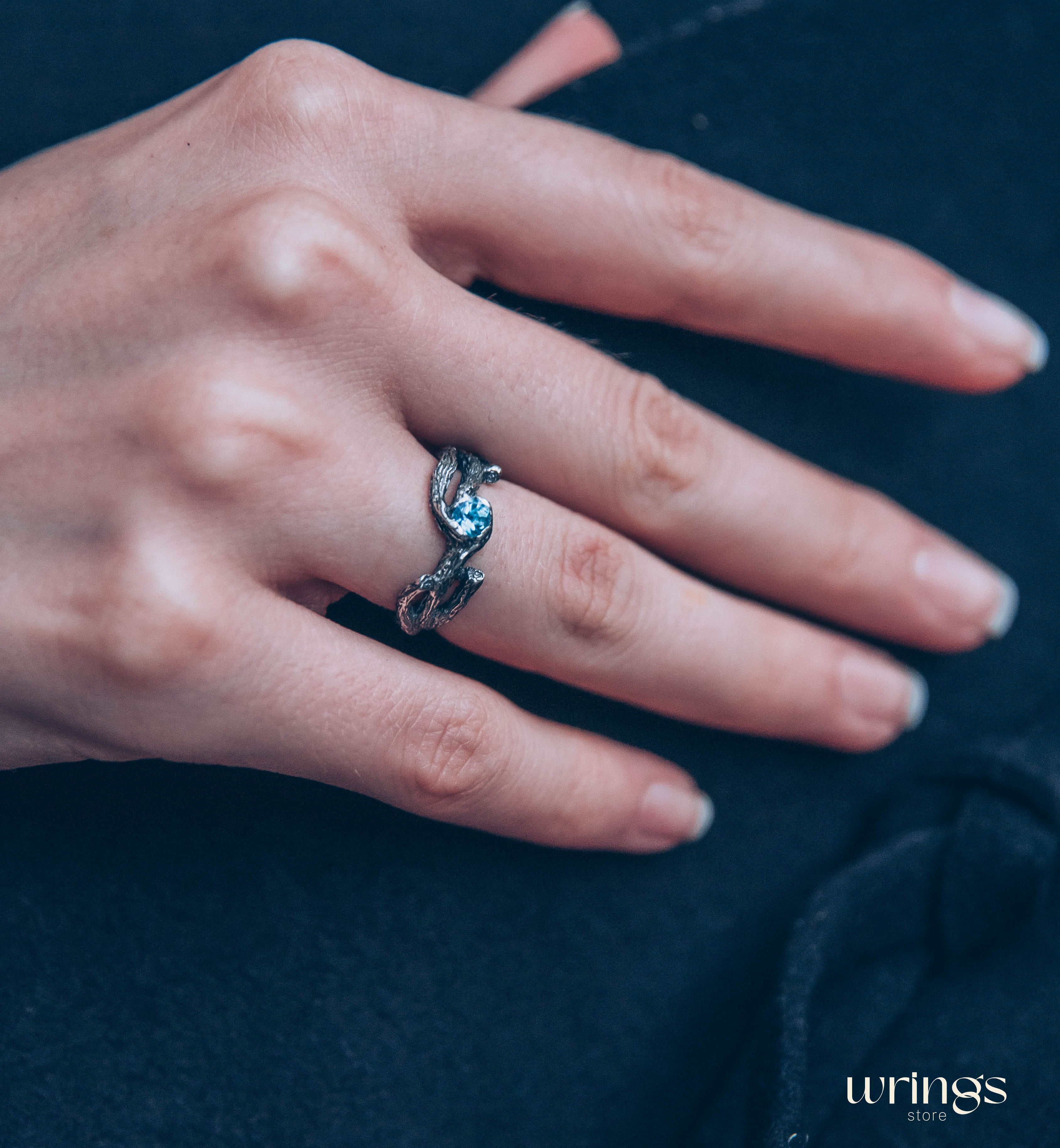 Topaz in Branches Silver Nature Enchanted Ring