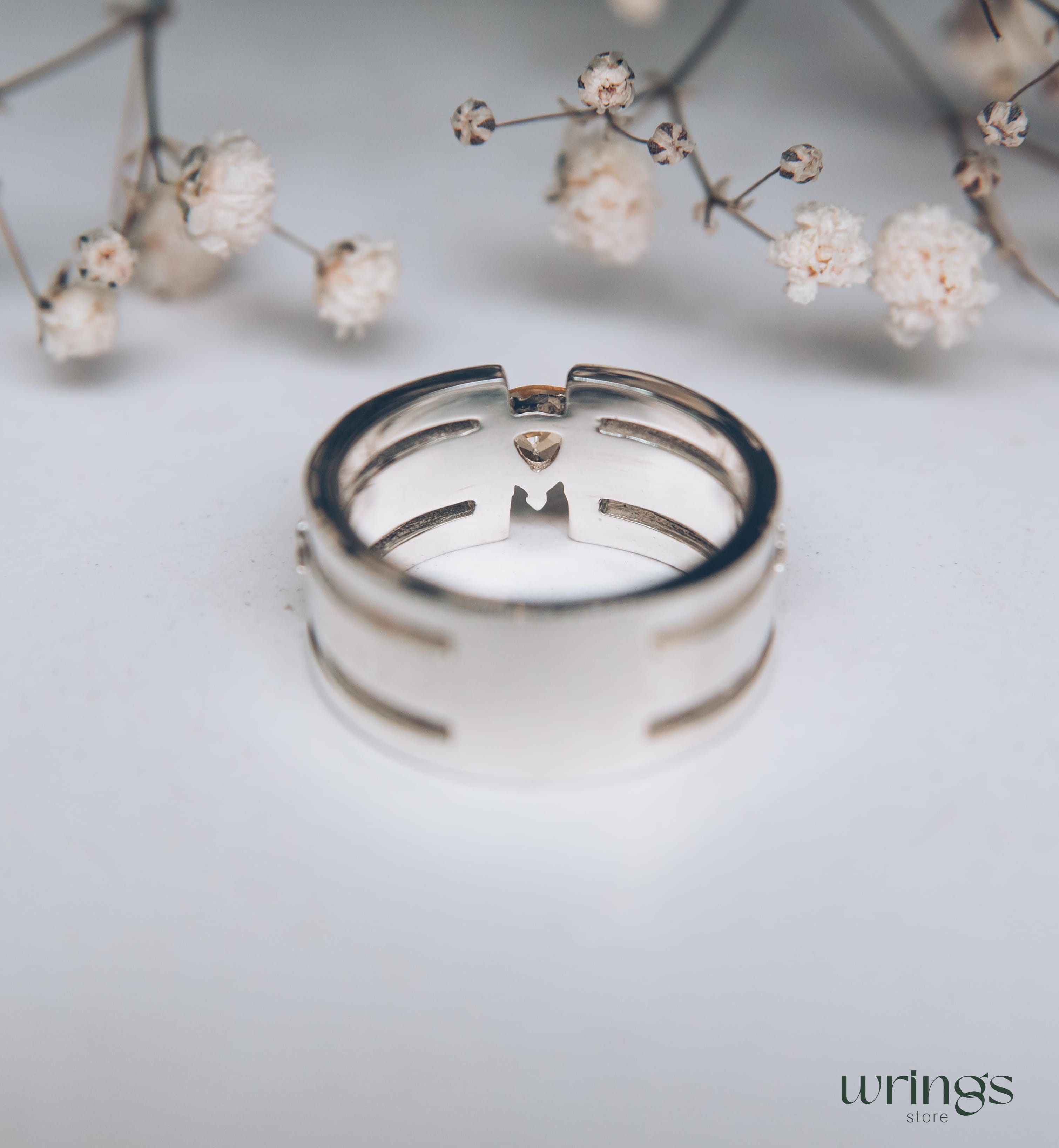 Womens Modernist Statement Ring with Trillion Citrine