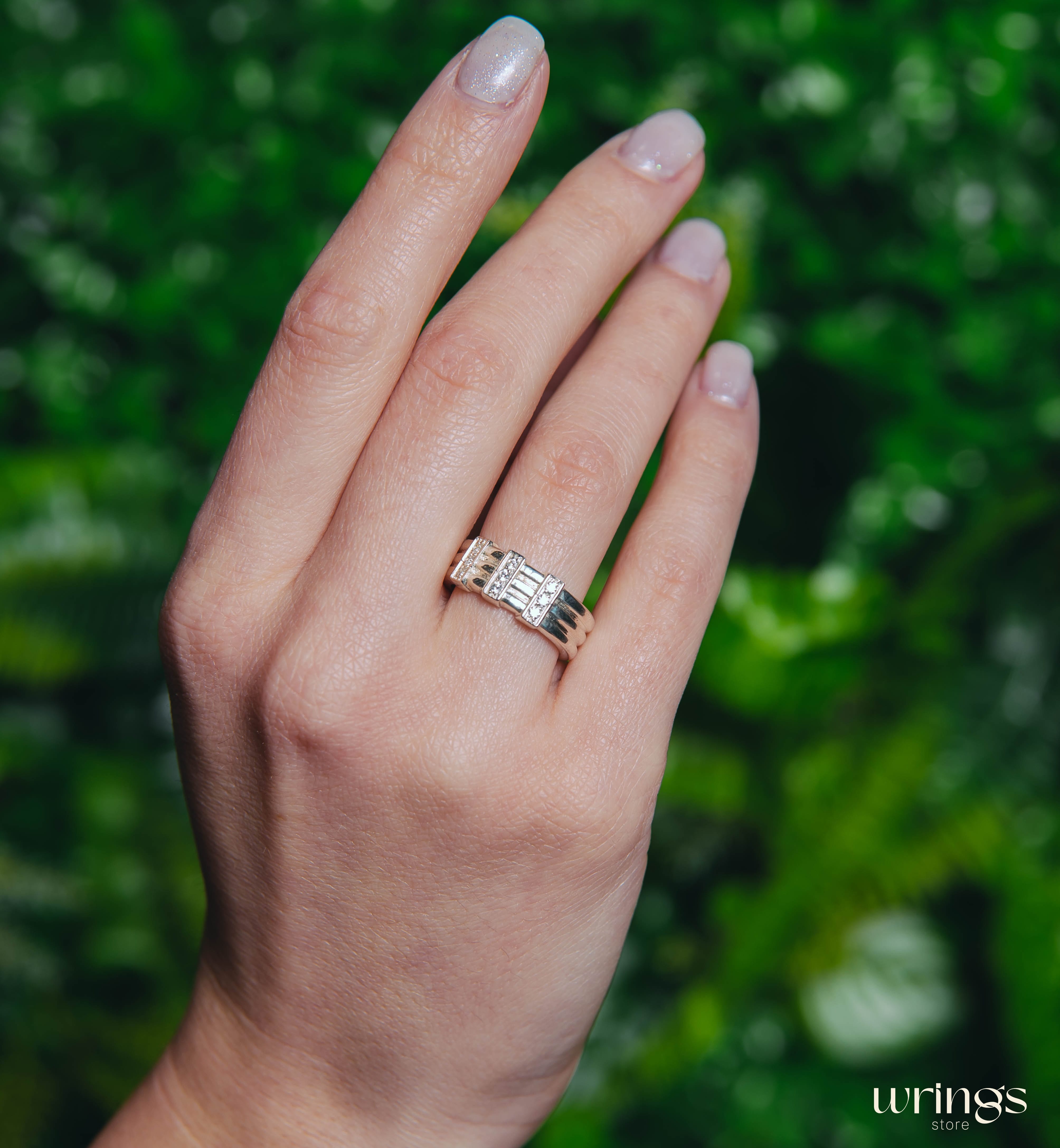 Modern Wedding Band Natural Diamonds Multi Stone