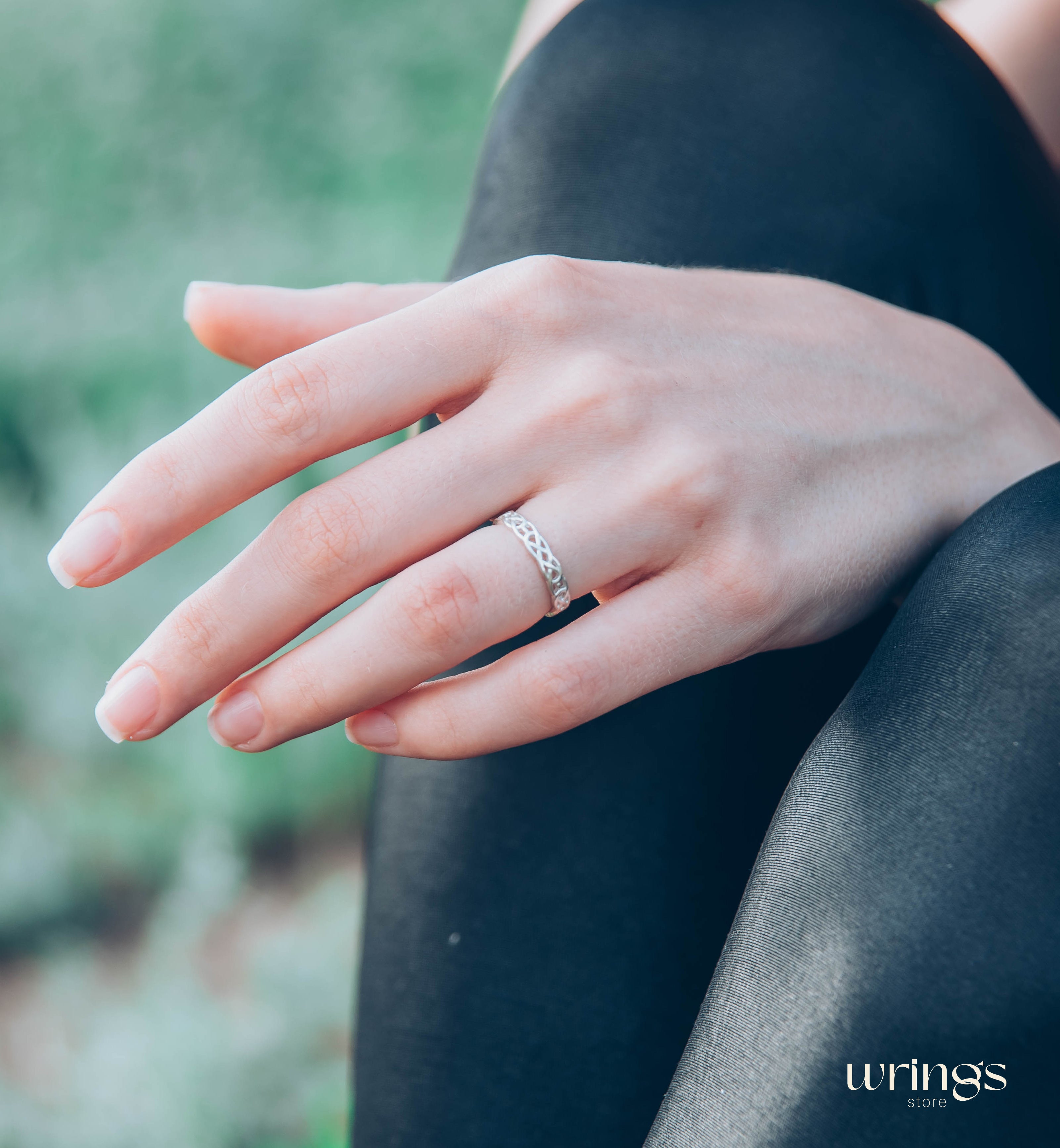 Silver Irish Knot Wedding Ring with Braided Pattern
