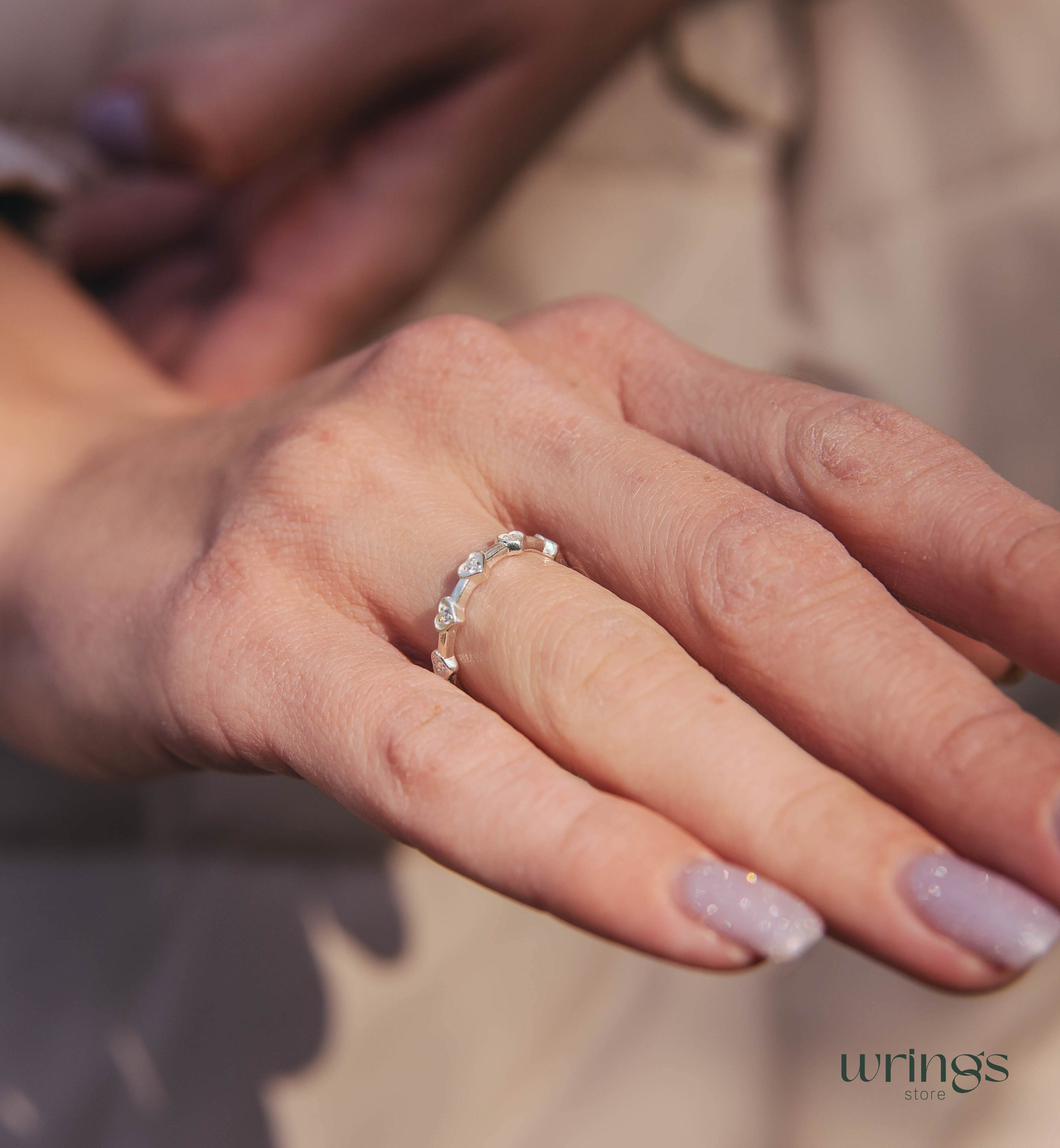 Natural Diamonds in Multiple Hearts Ring Silver