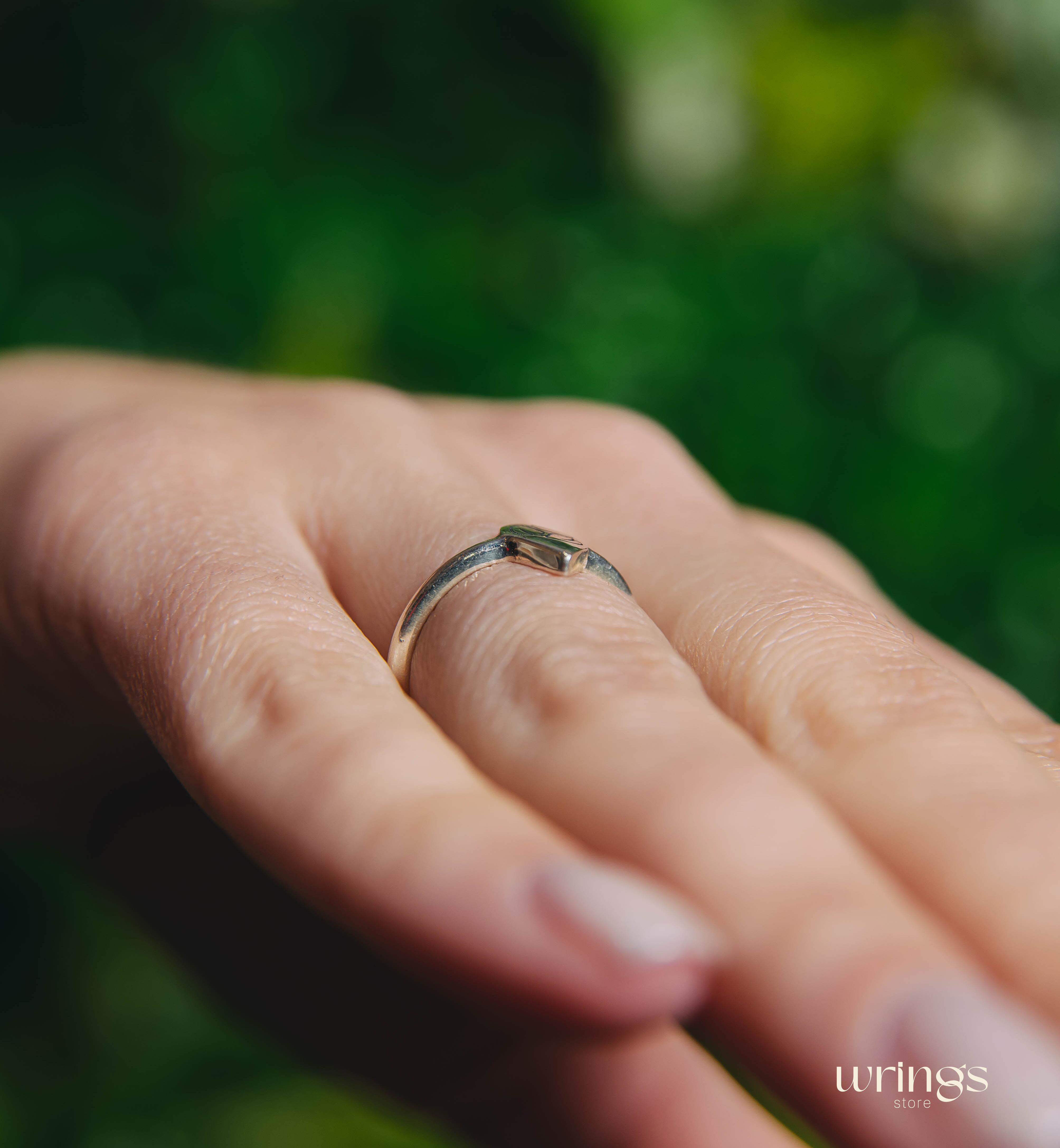 Pear Head Small Signet Ring for Ladies Sterling Silver