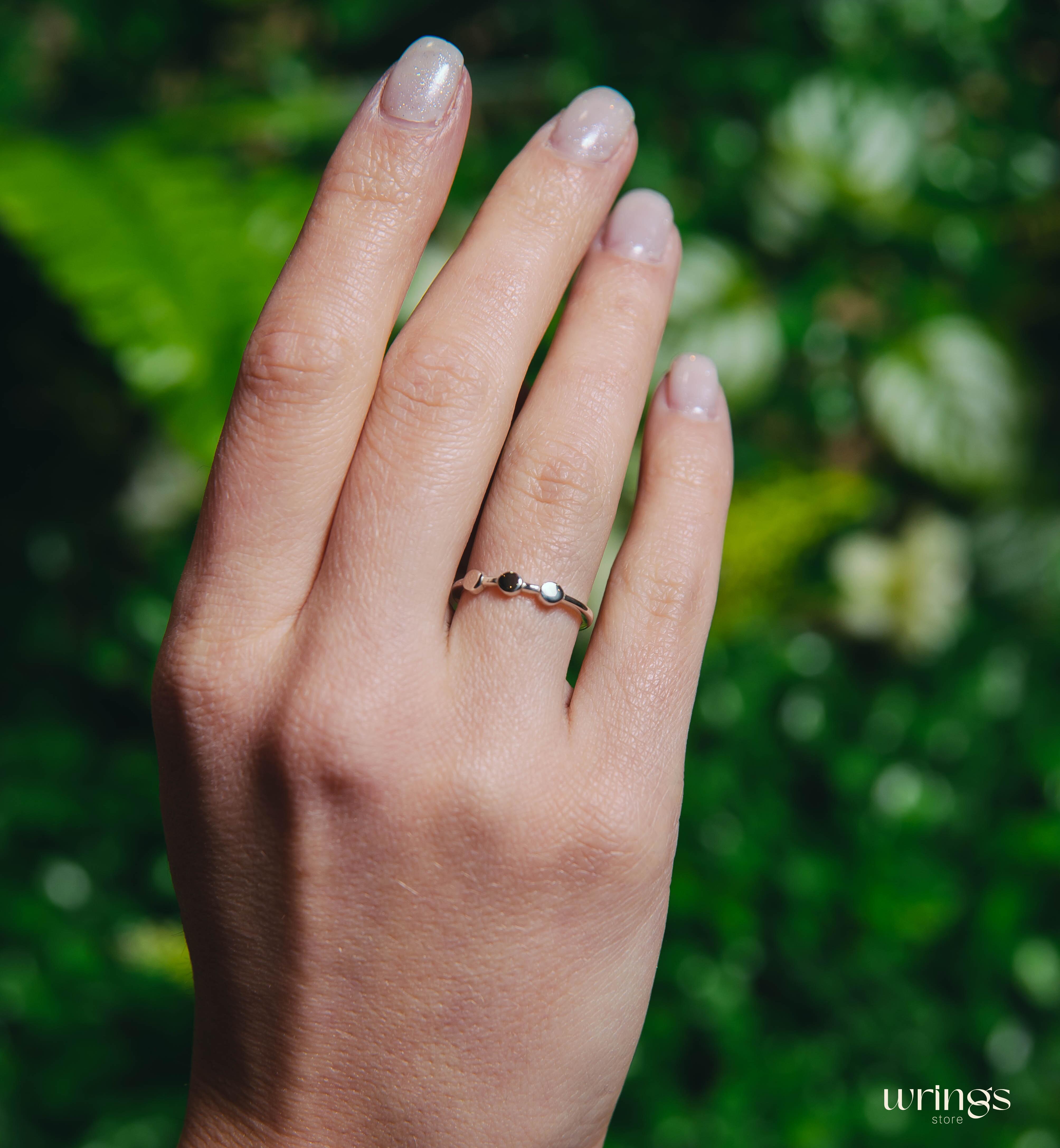 Pretty Three Dots Minimalist Silver Ring for Women