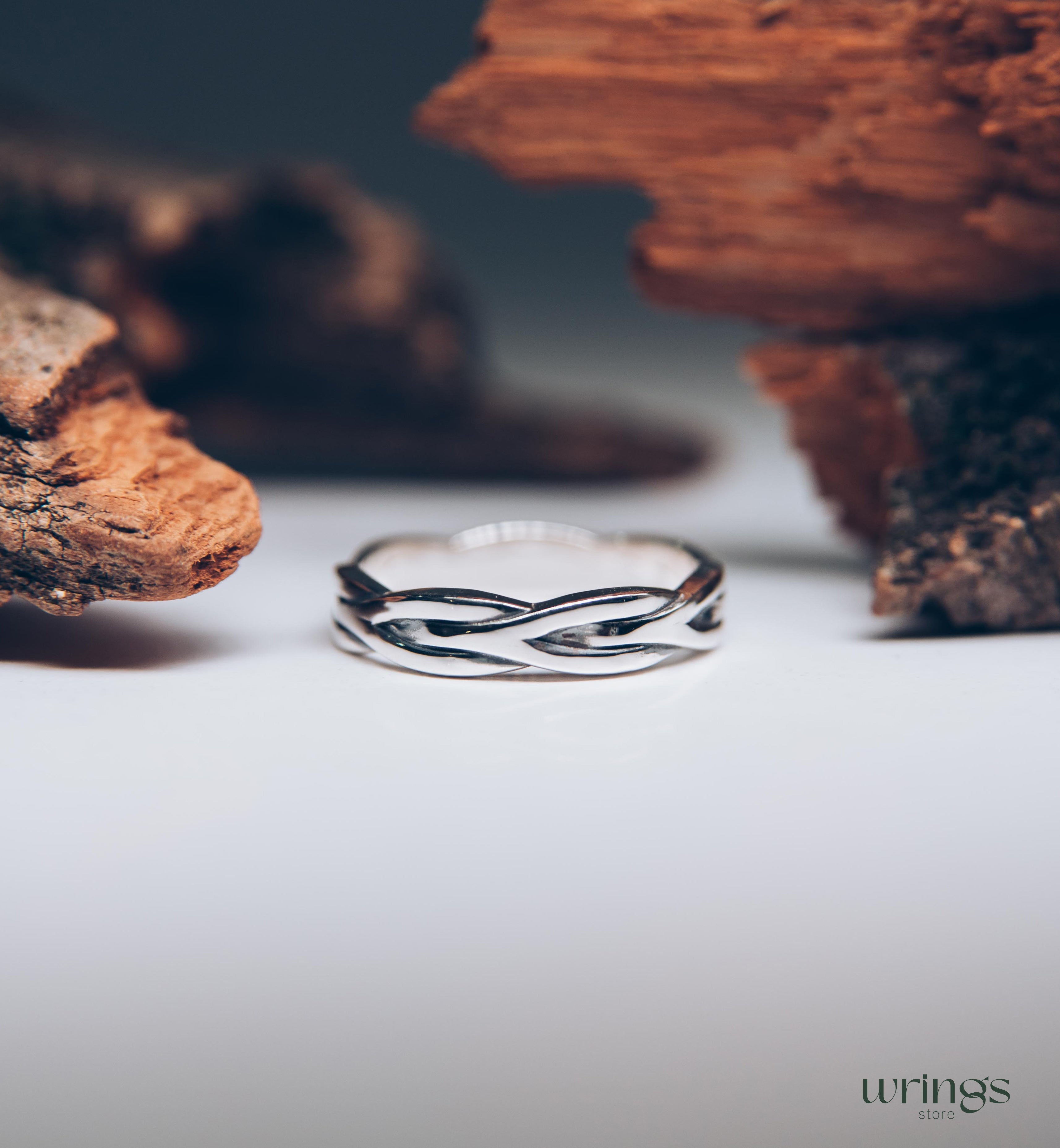 Fine Silver Wicker Wedding Band Unisex