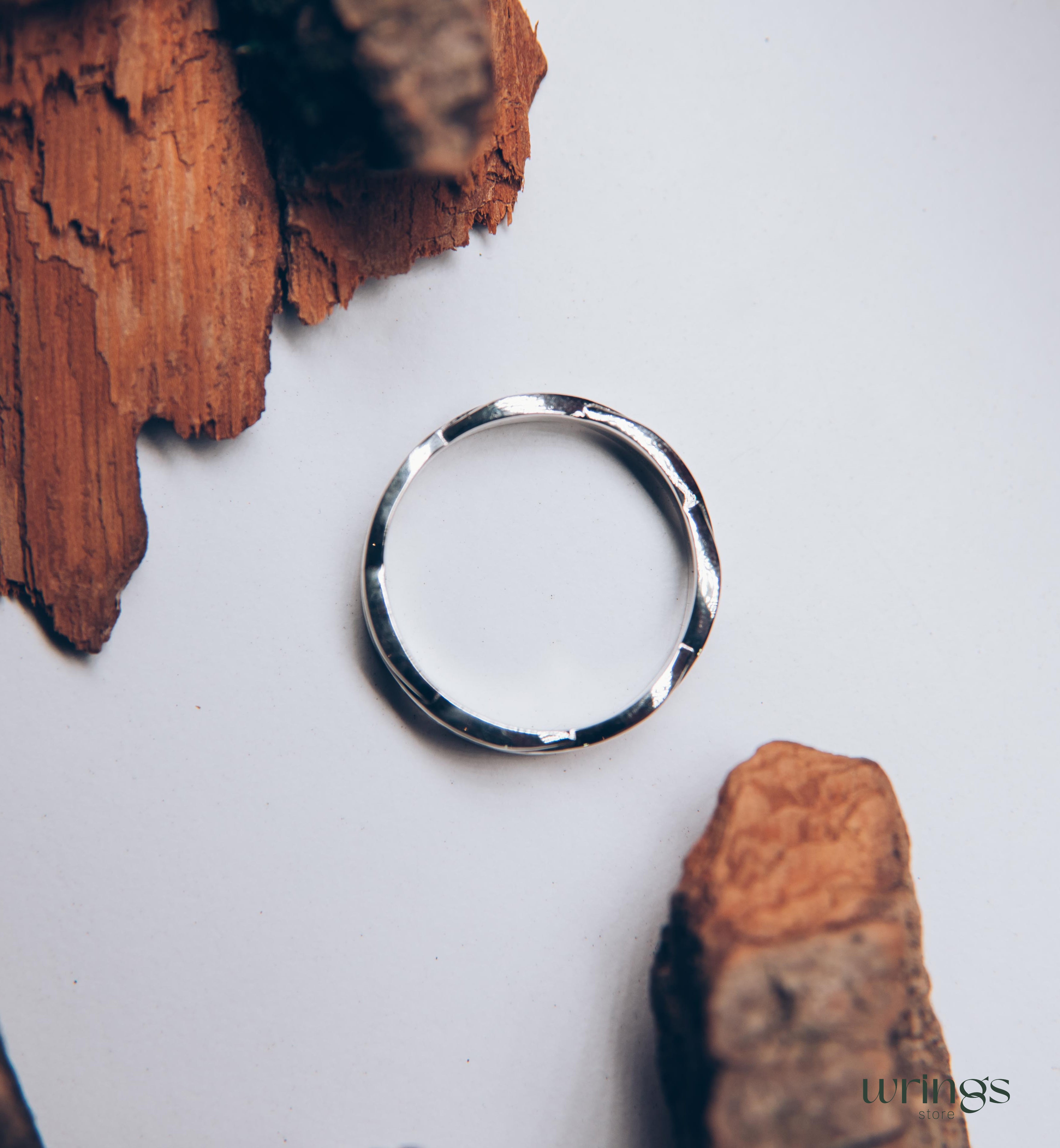 Fine Silver Wicker Wedding Band Unisex