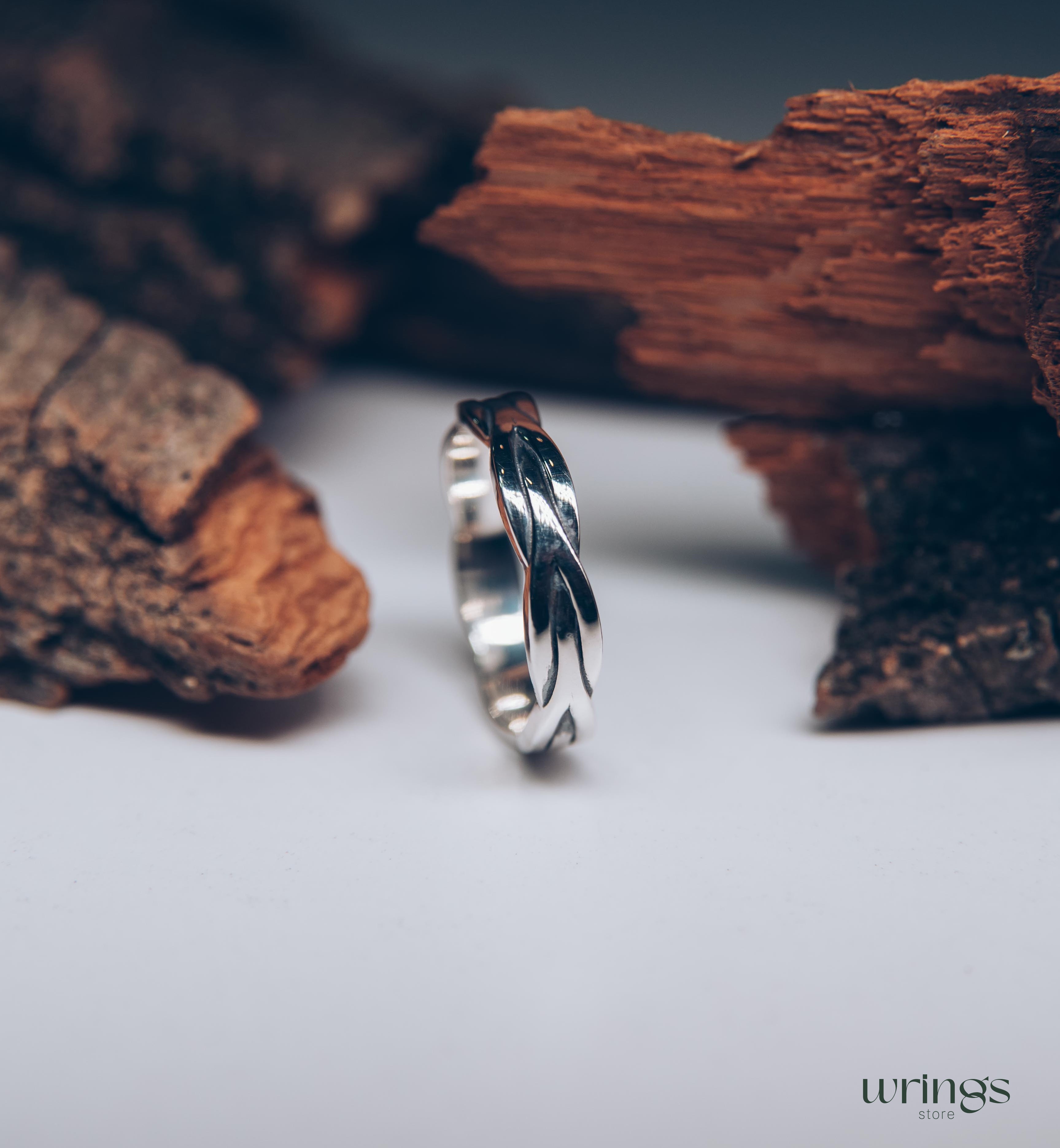 Fine Silver Wicker Wedding Band Unisex