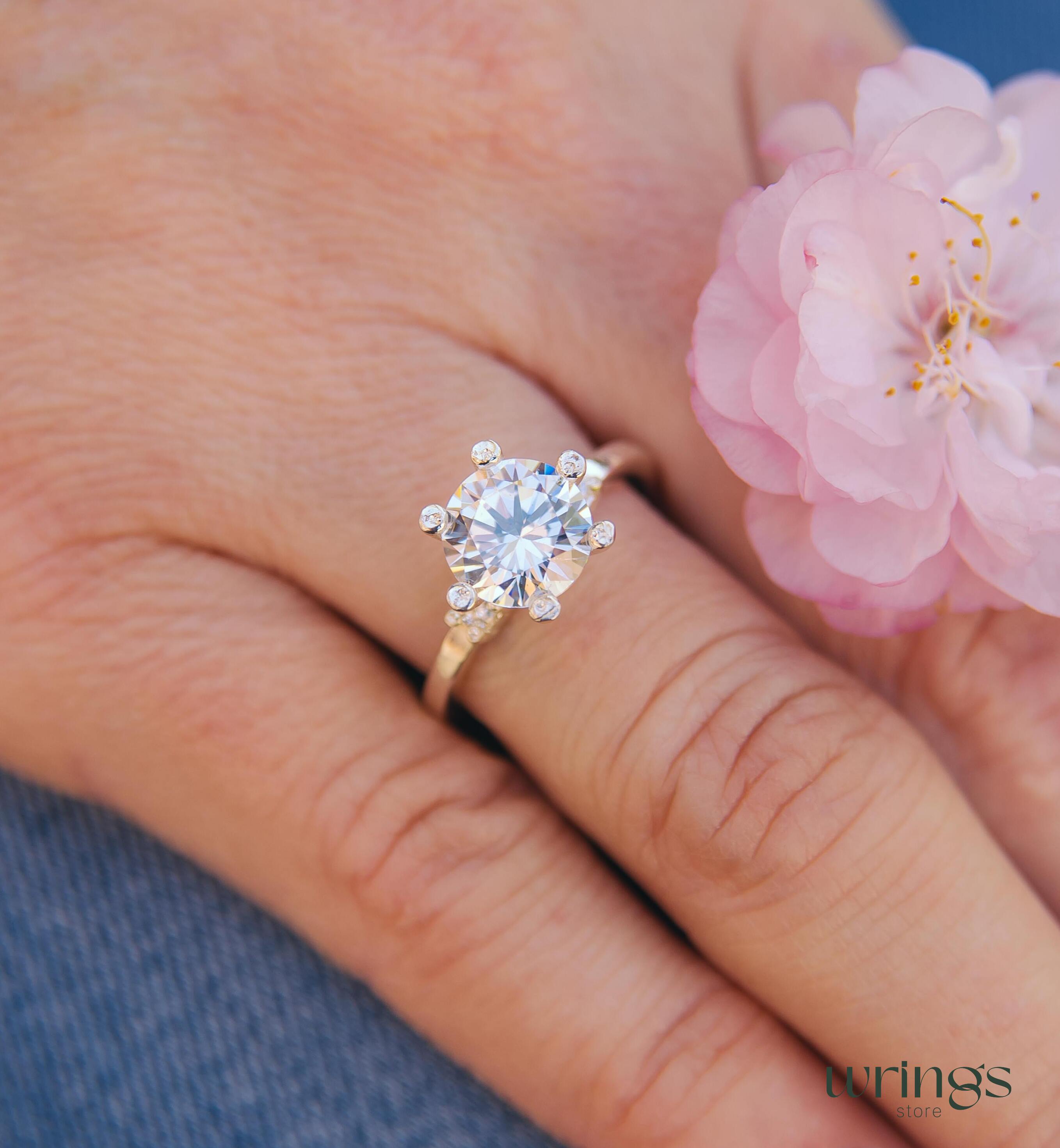 Statement Large White Cubic Zirconia Three Stone Ring