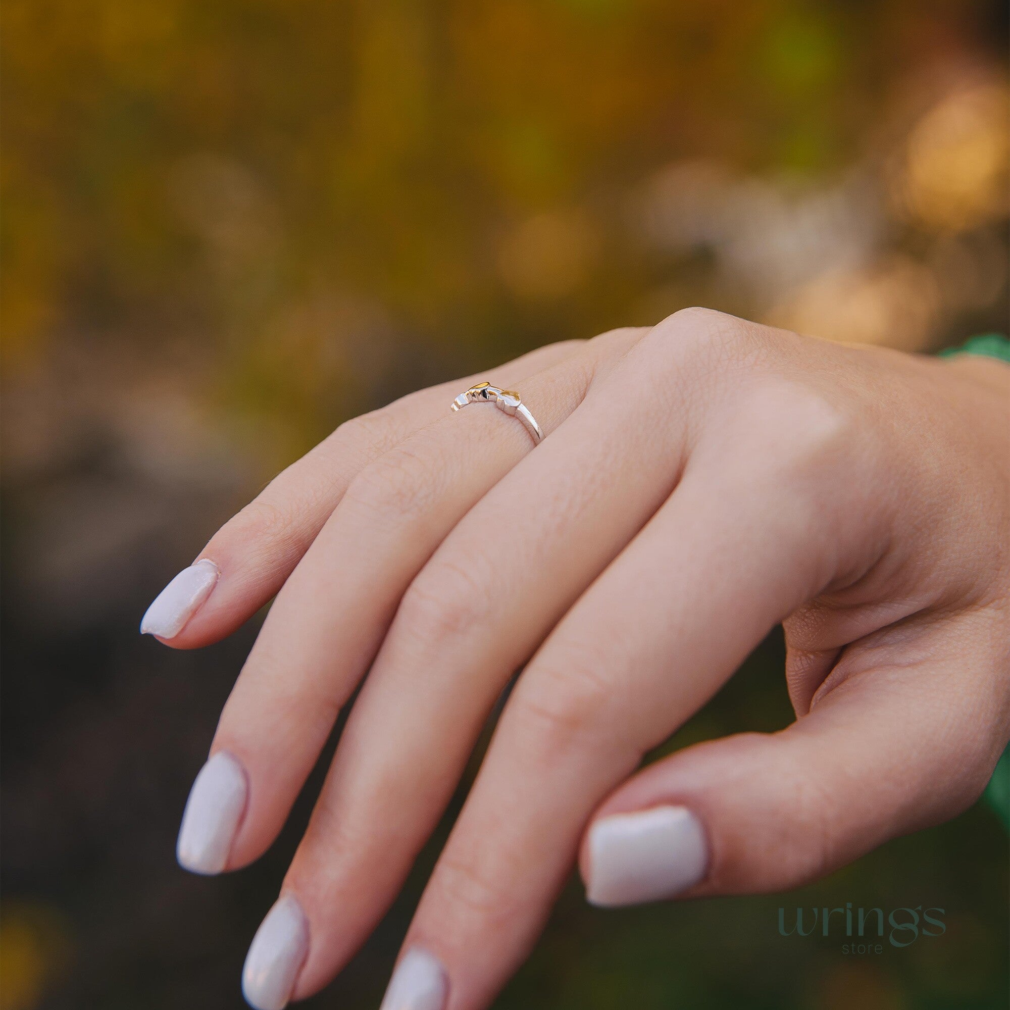 Three Hearts Silver Minimalist Promise Ring for Her