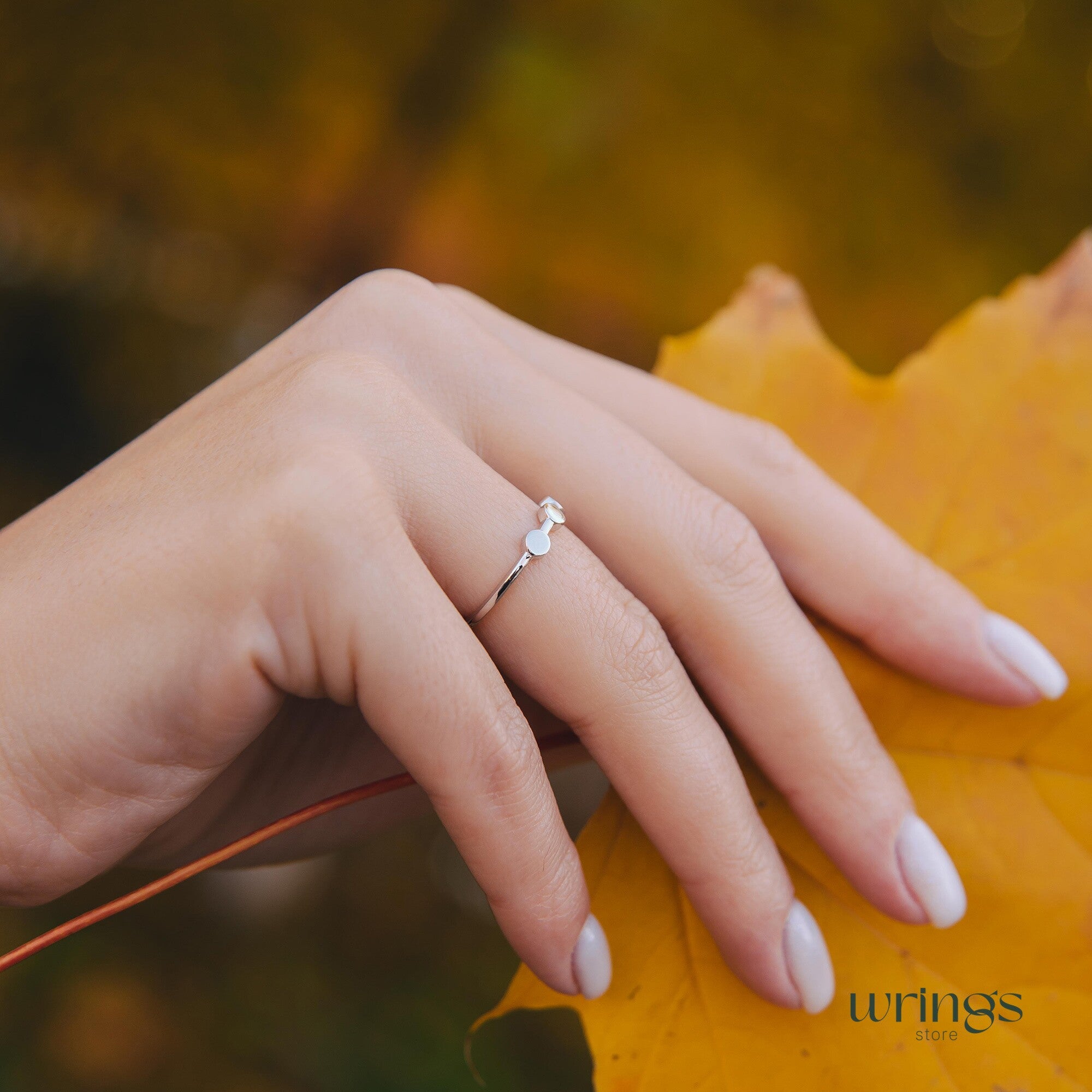 Minimalist Silver Dots Promise Ring for Her