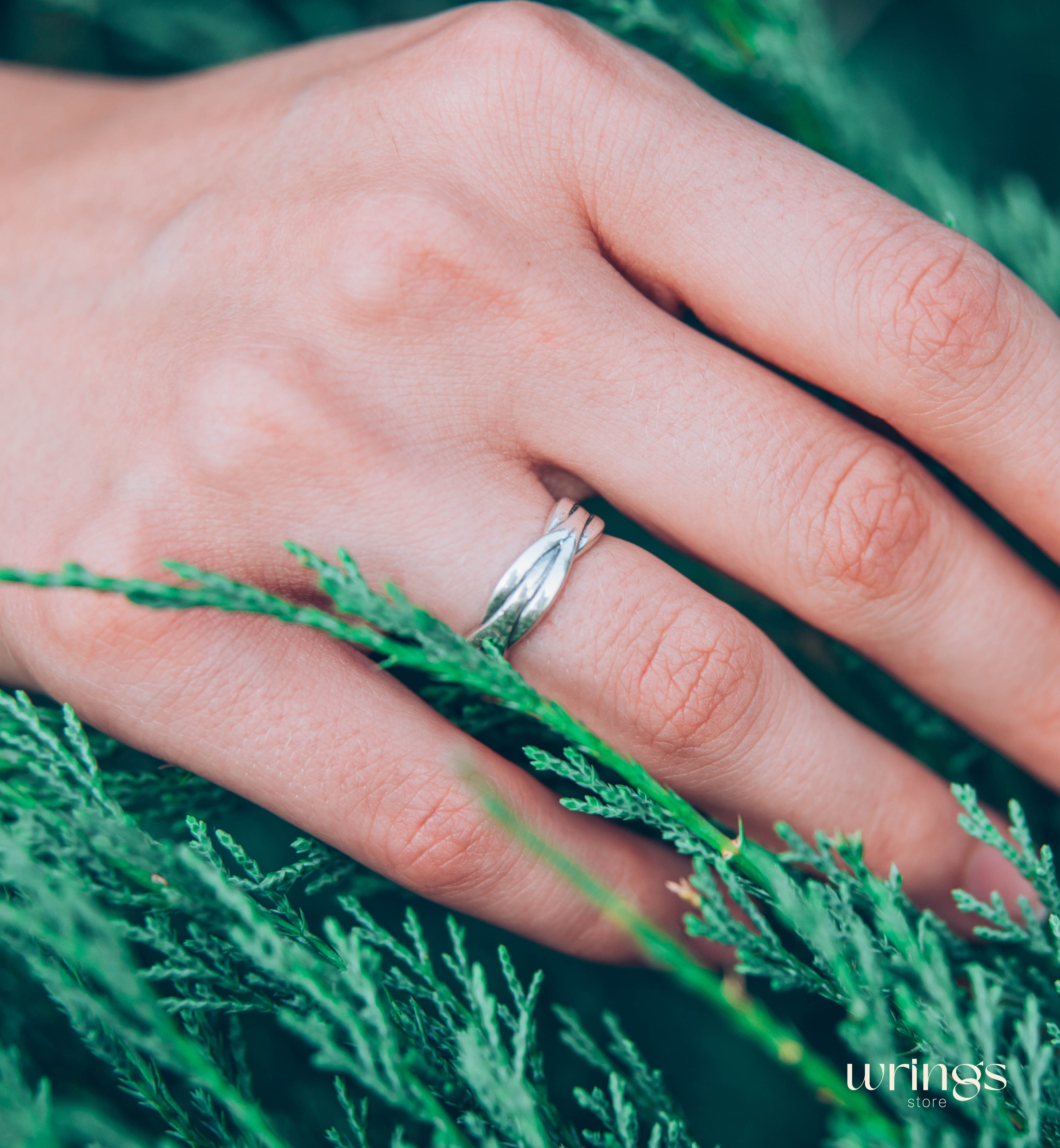 Fine Silver Wicker Wedding Band Unisex